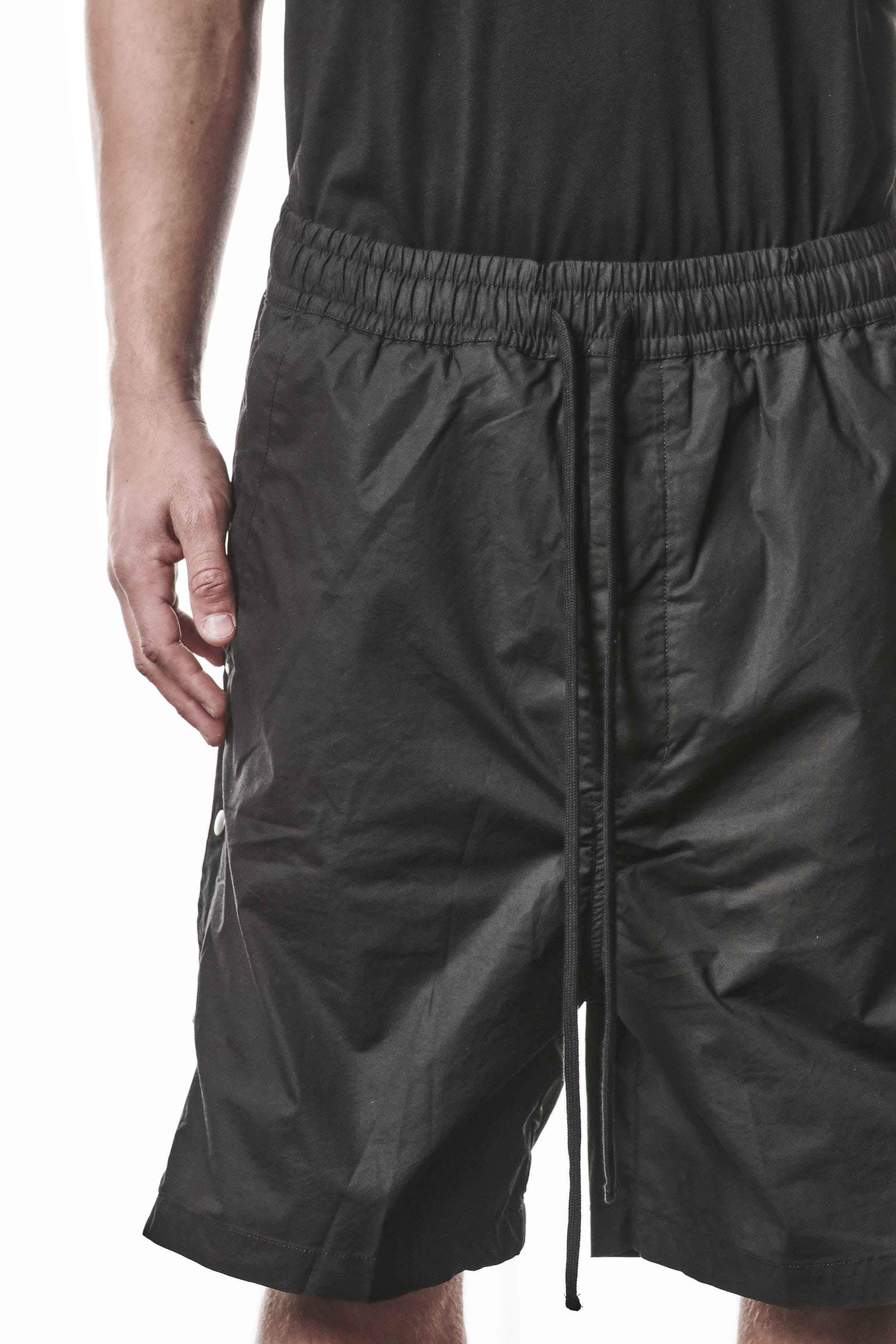 M P 33 Short Trousers - Black Cotton Elastane Men's Woven