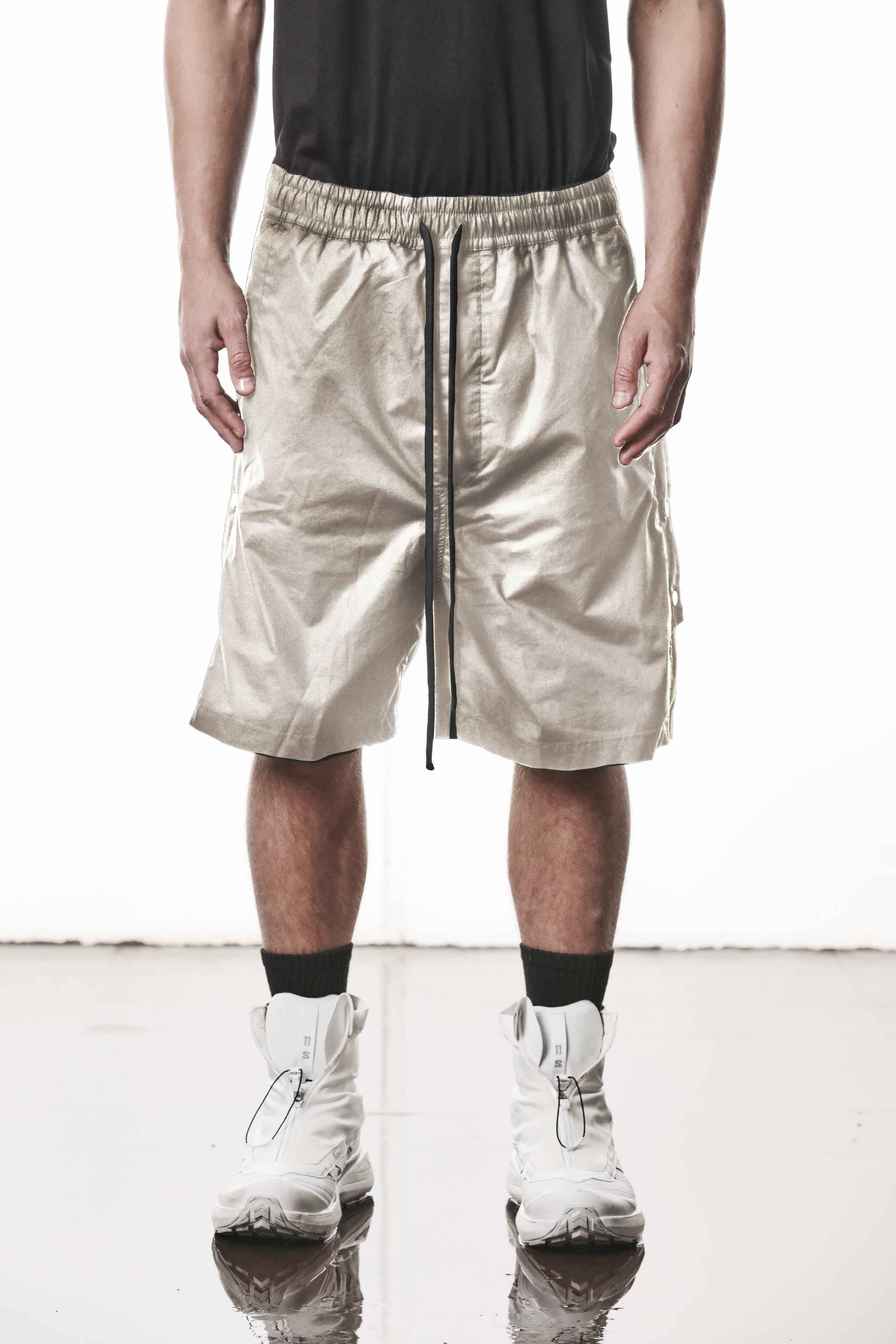 M P 33 Short Trousers - Vegetal Stone Cotton Elastane Men's Woven