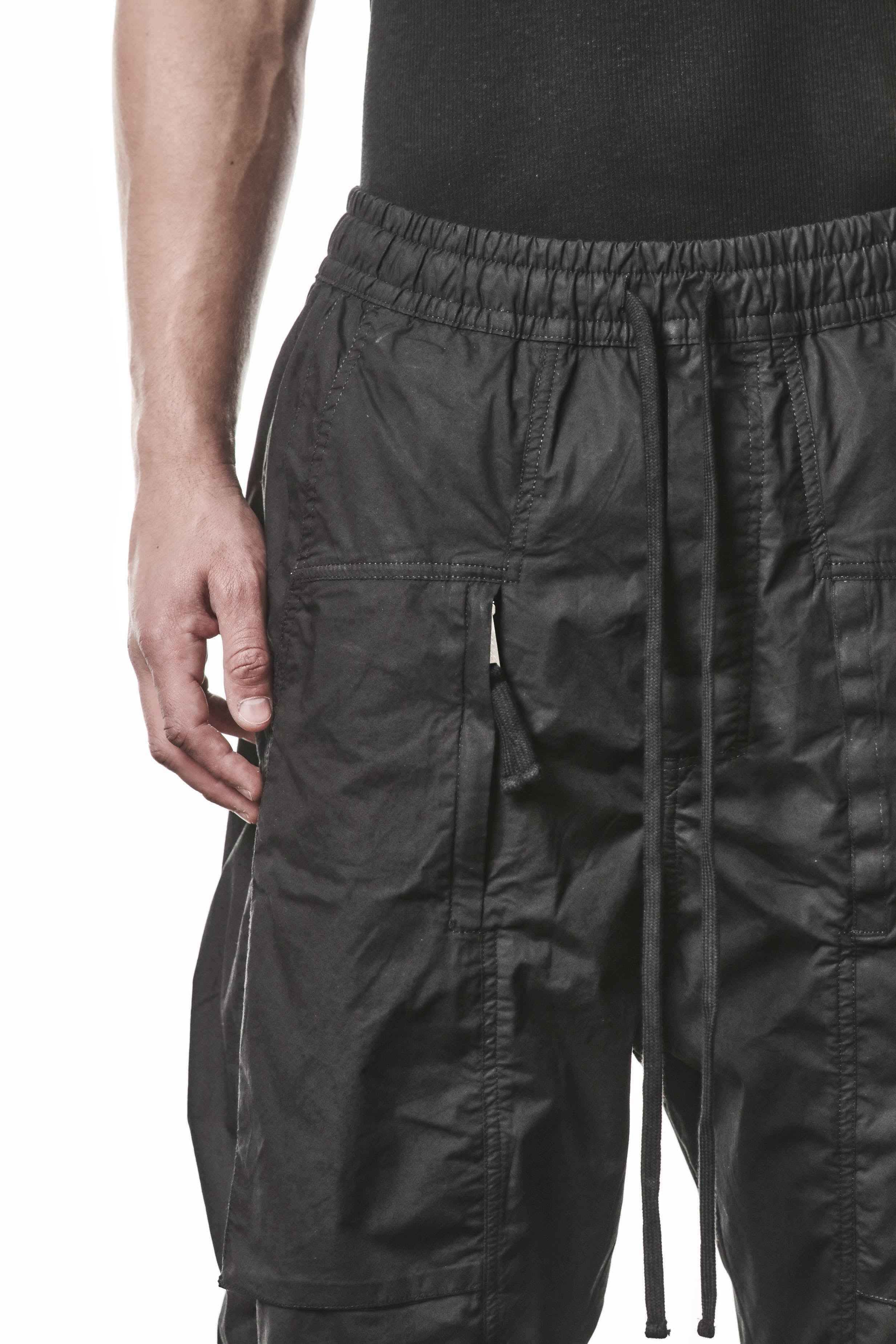 M P 34 Trousers - Black Cotton Elastane Men's Long Woven