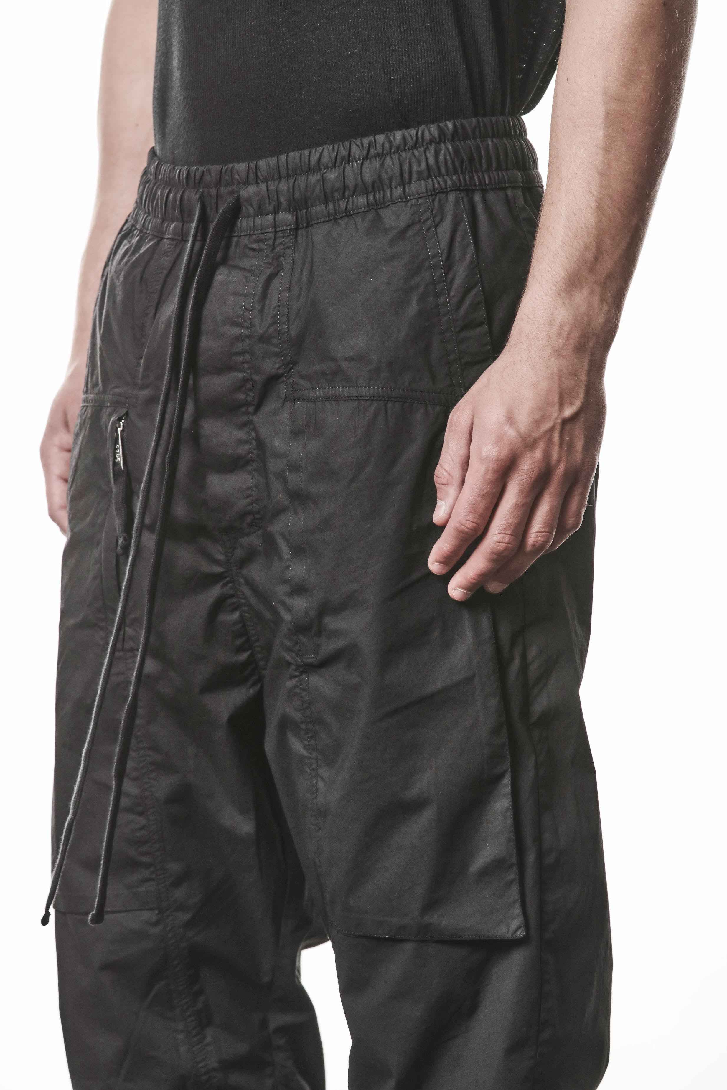 M P 34 Trousers - Black Cotton Elastane Men's Long Woven