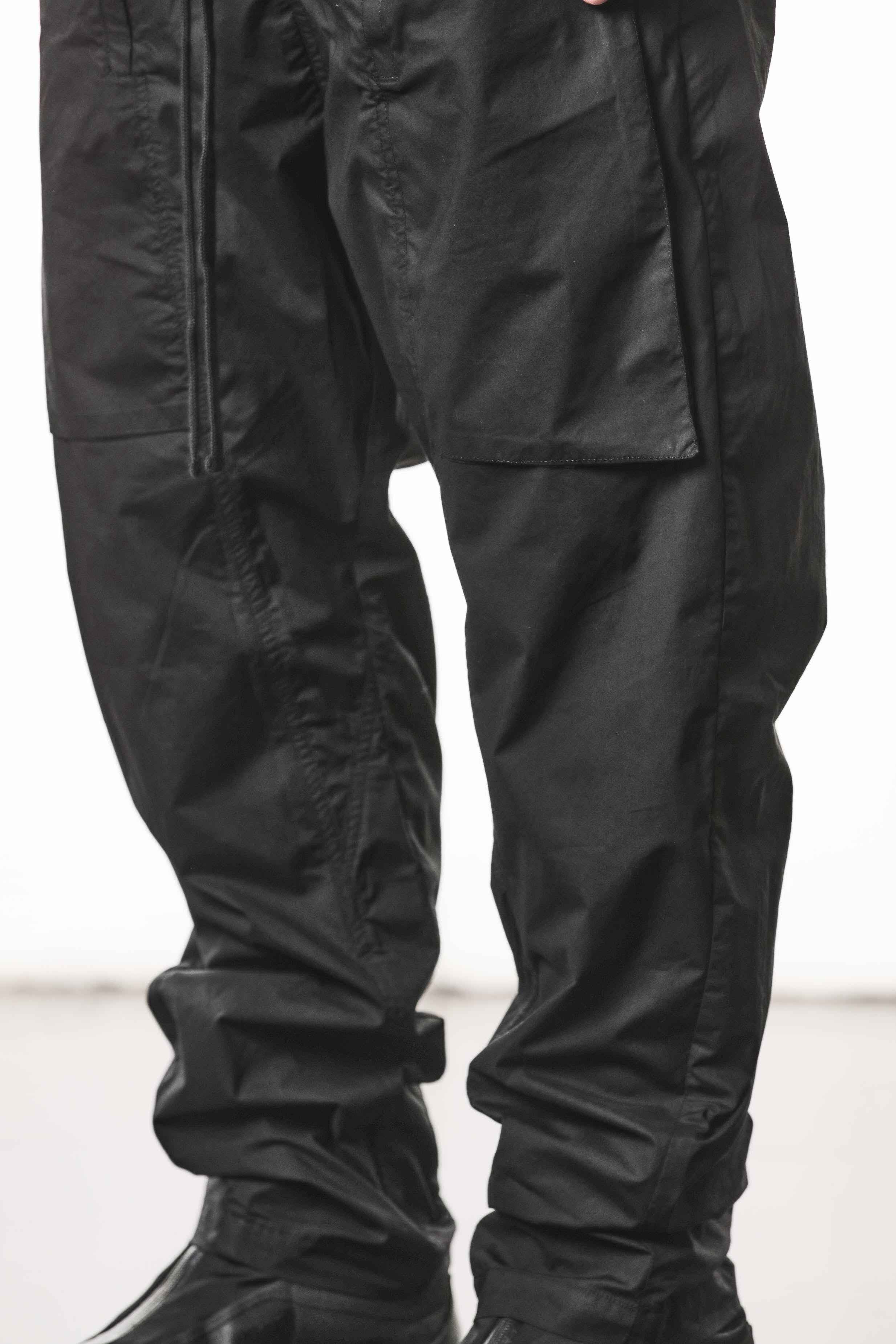 M P 34 Trousers - Black Cotton Elastane Men's Long Woven
