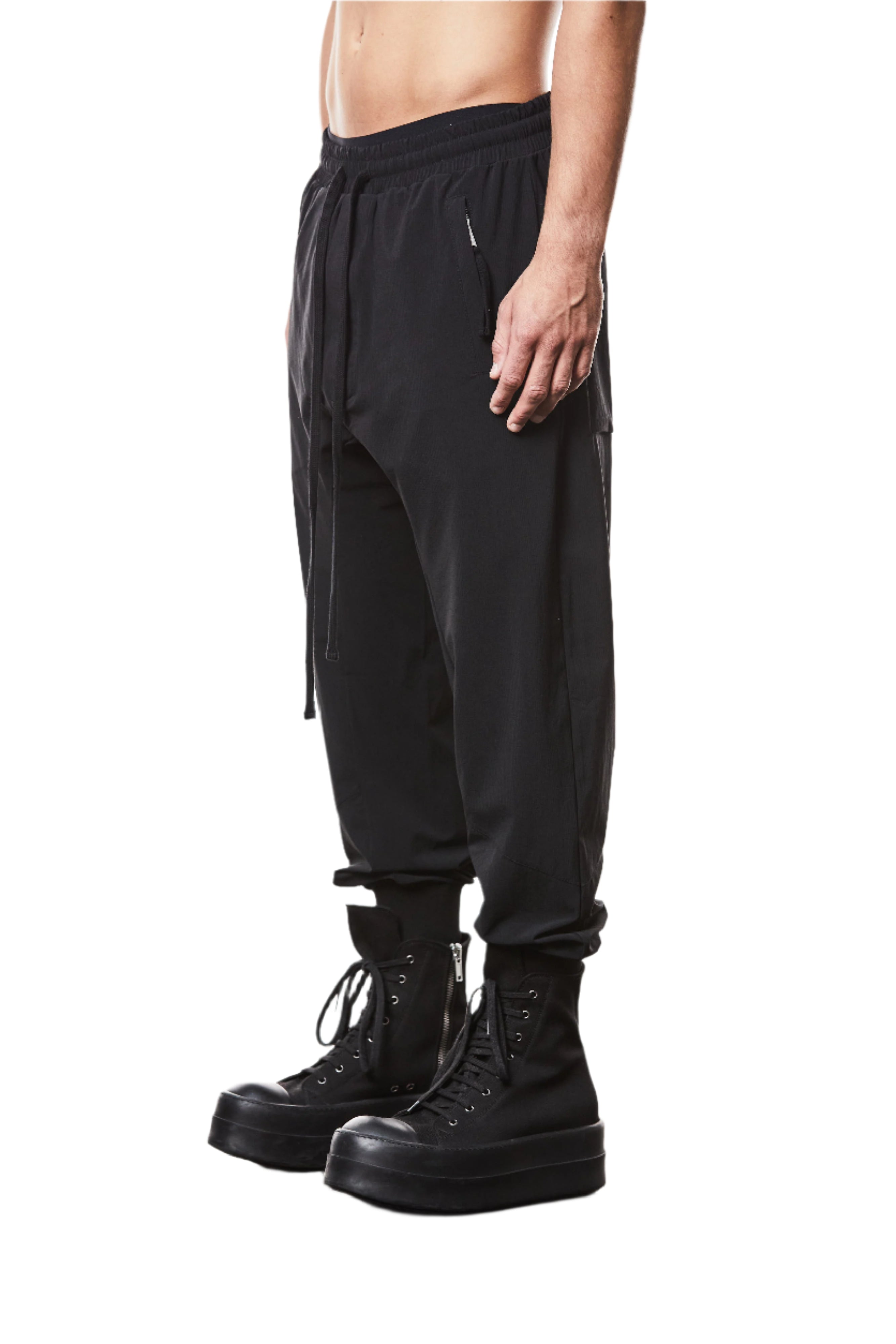 T3M ST 49325 drop crotch trousers black