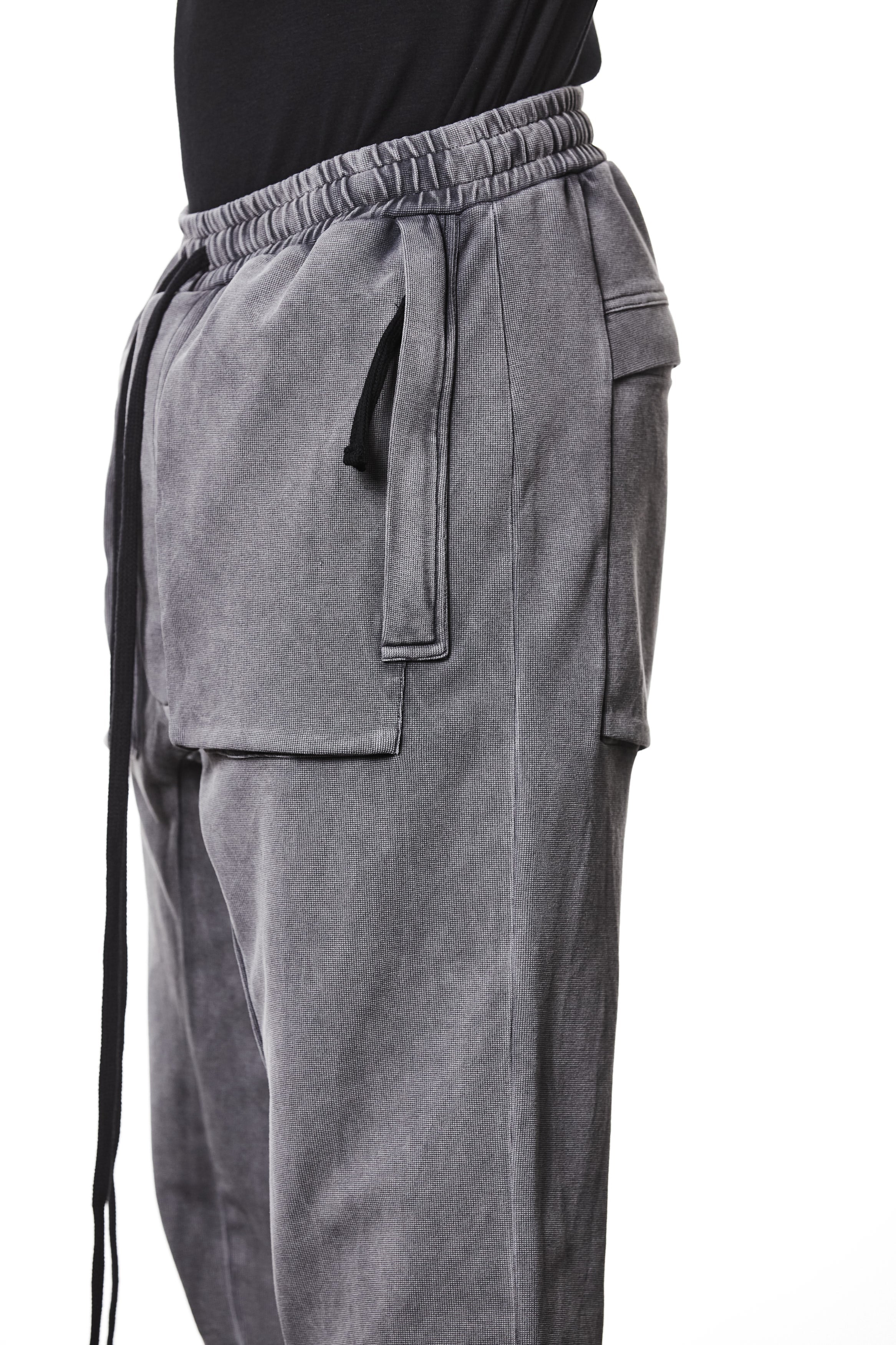 M ST 509 – Cargo Pants Multi-Pocket Long Drawstrings Elastic Waist Tapered Cuffs Used Grey - Man THOM KROM