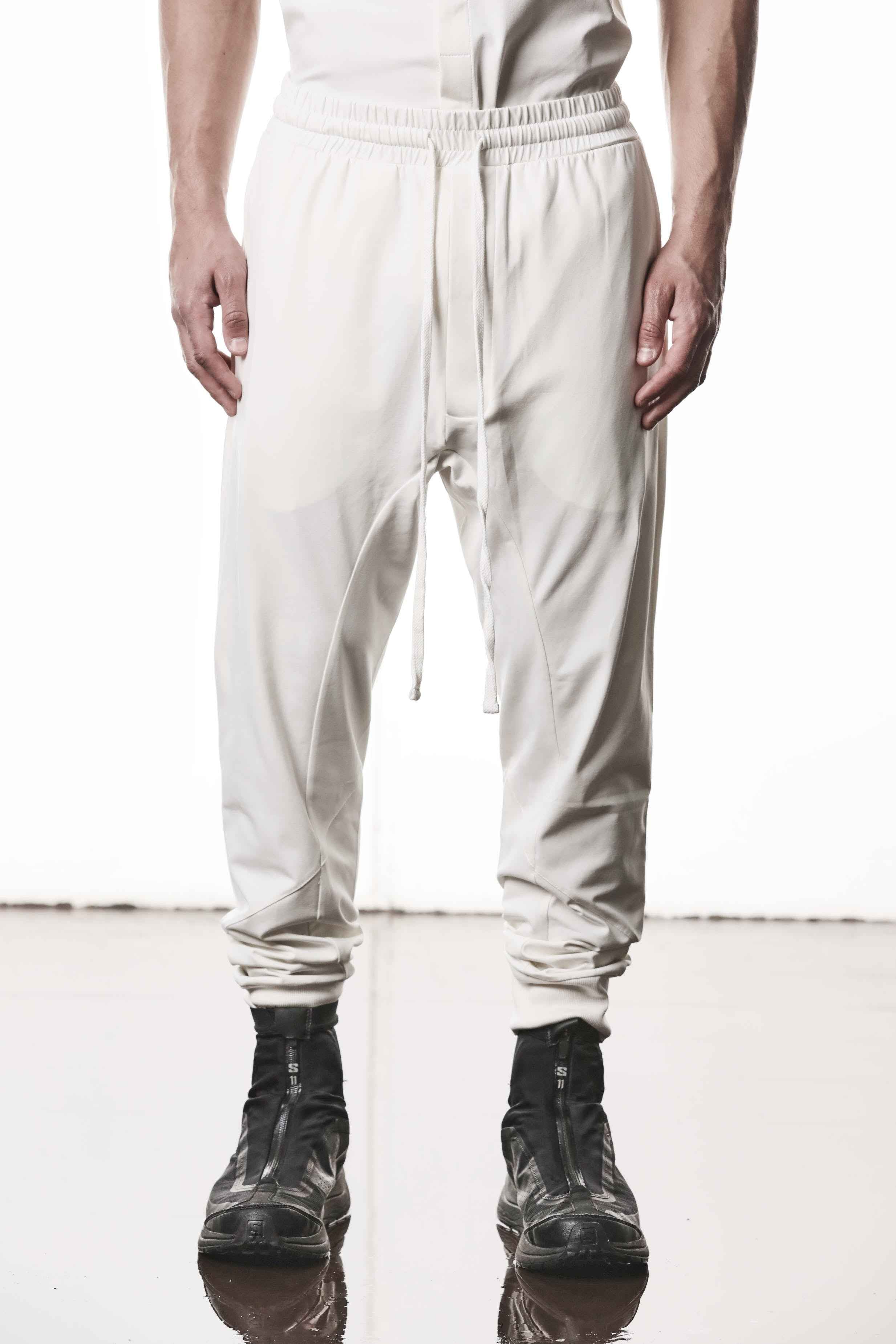 M ST 521 Trousers - Cream Worked Knit Cotton Elastane Men's Long