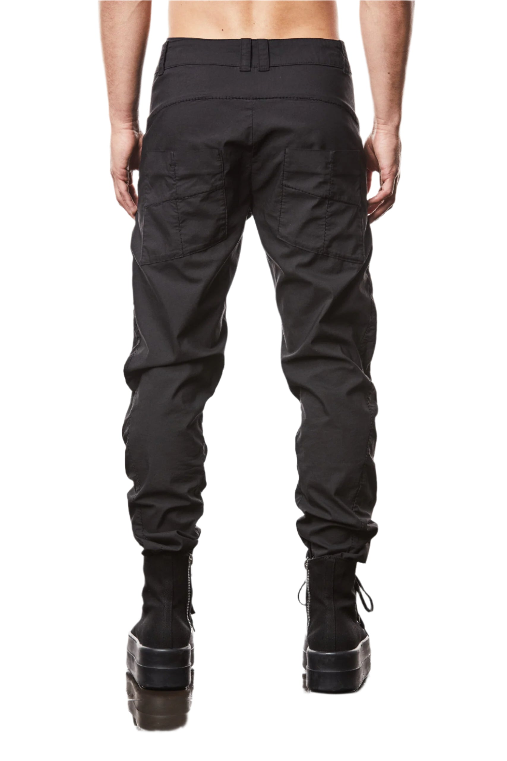 T3M T 9825 slim fit trousers regular crotch black