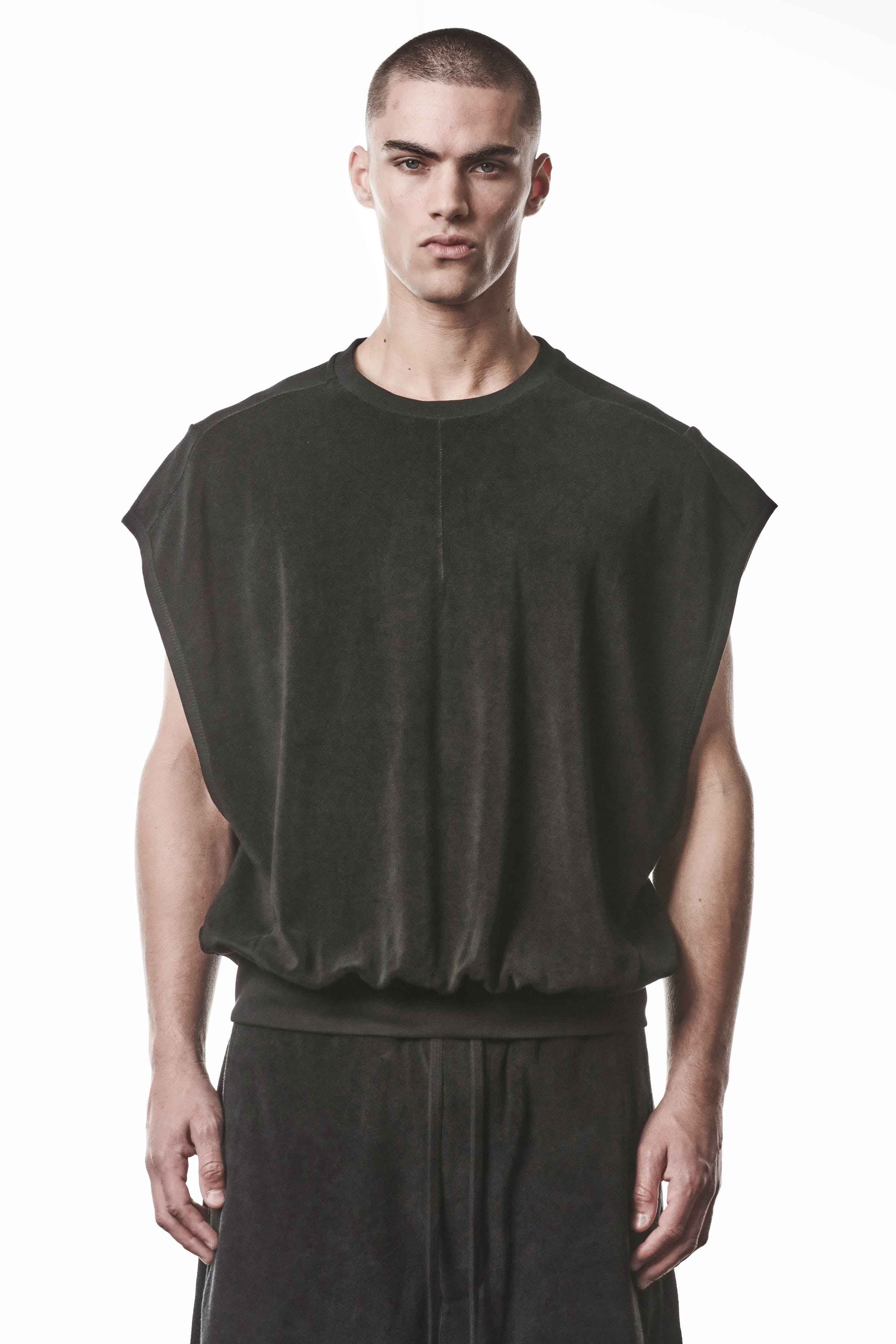 M TS 917 T-Shirt - Black Worked Knit Cotton Viscose Men's