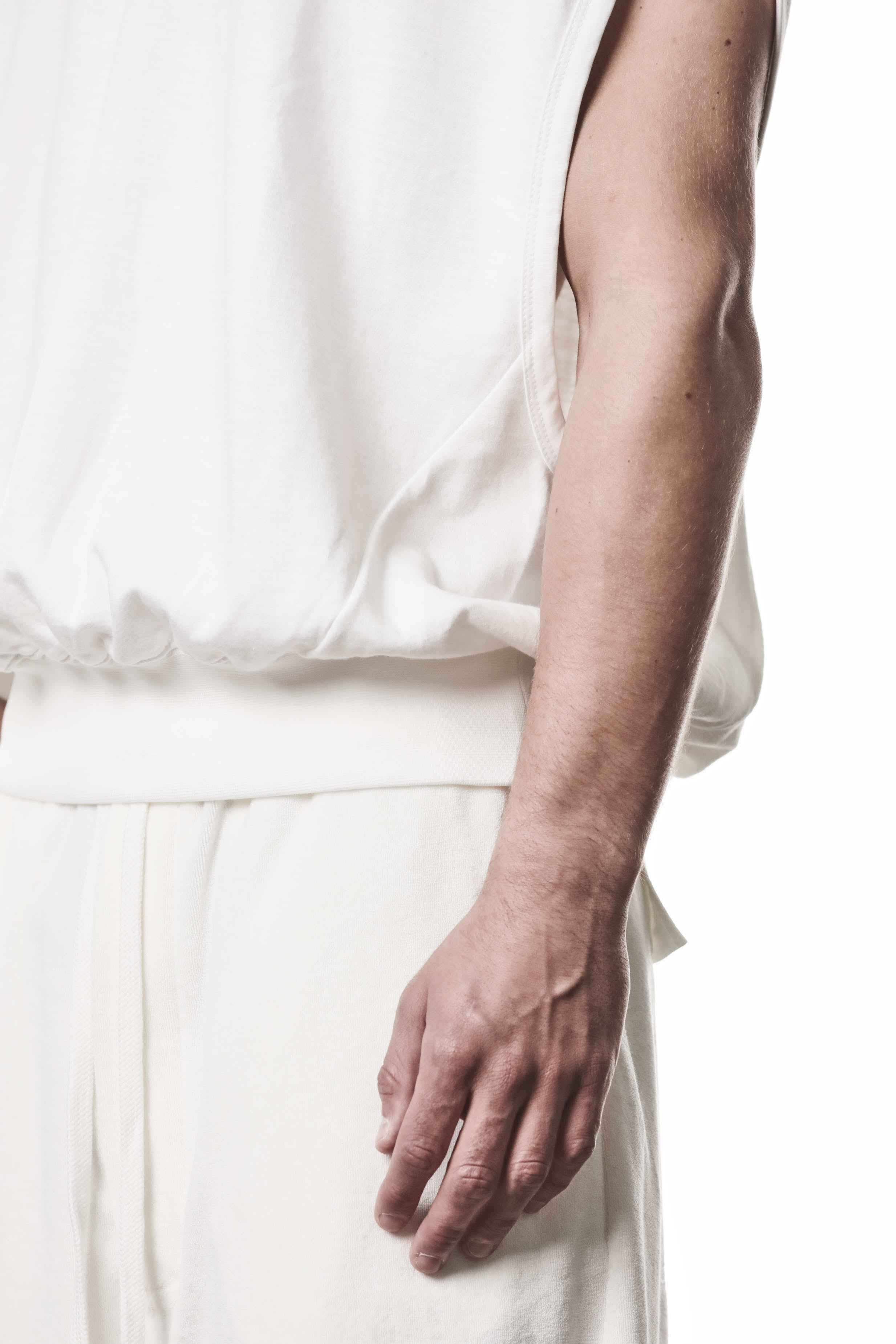 M TS 917 T-Shirt - Off White Worked Knit Cotton Viscose Men's