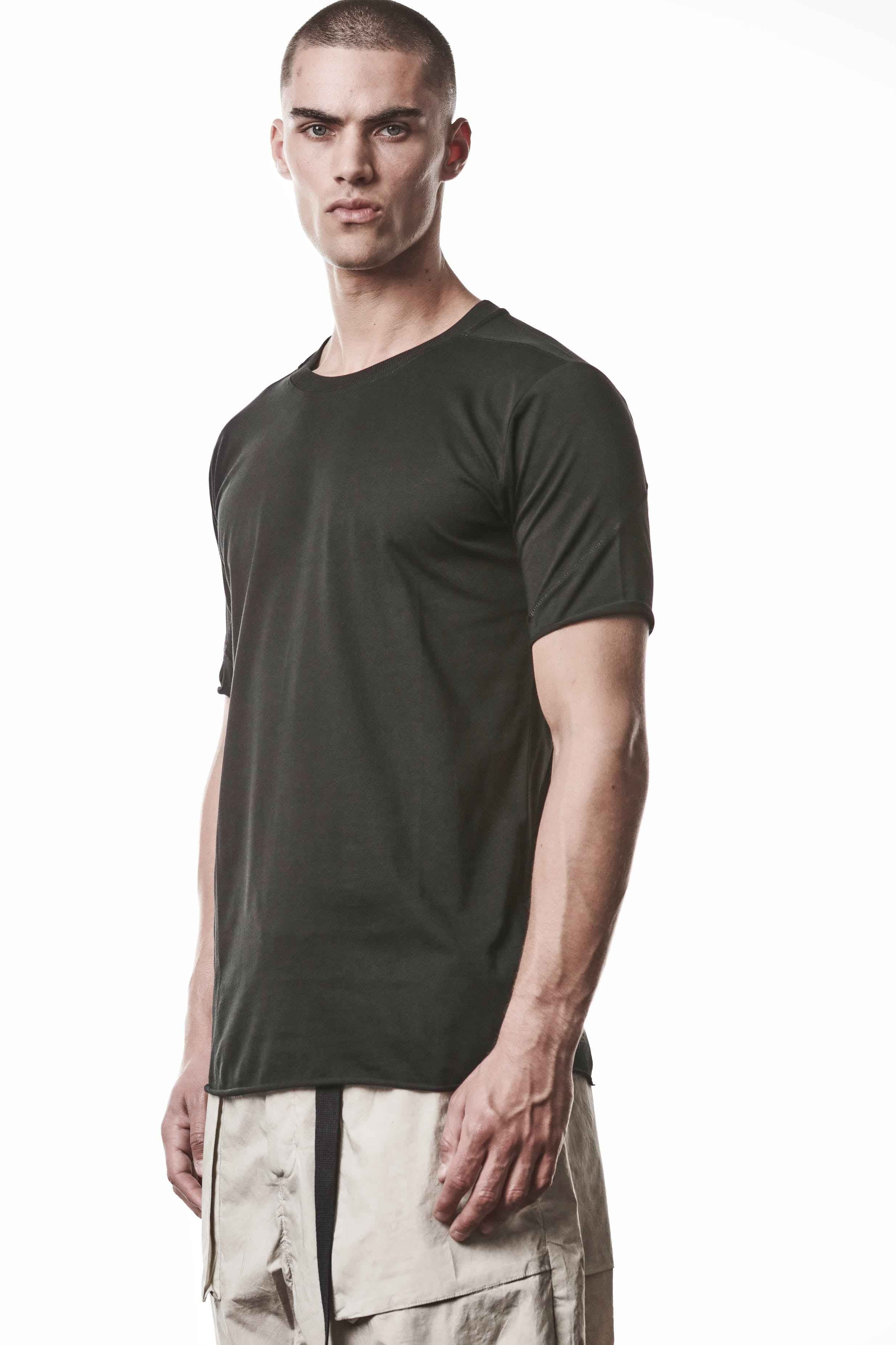 M TS 924 T-Shirt - Black Worked Knit Cotton Rib Men's