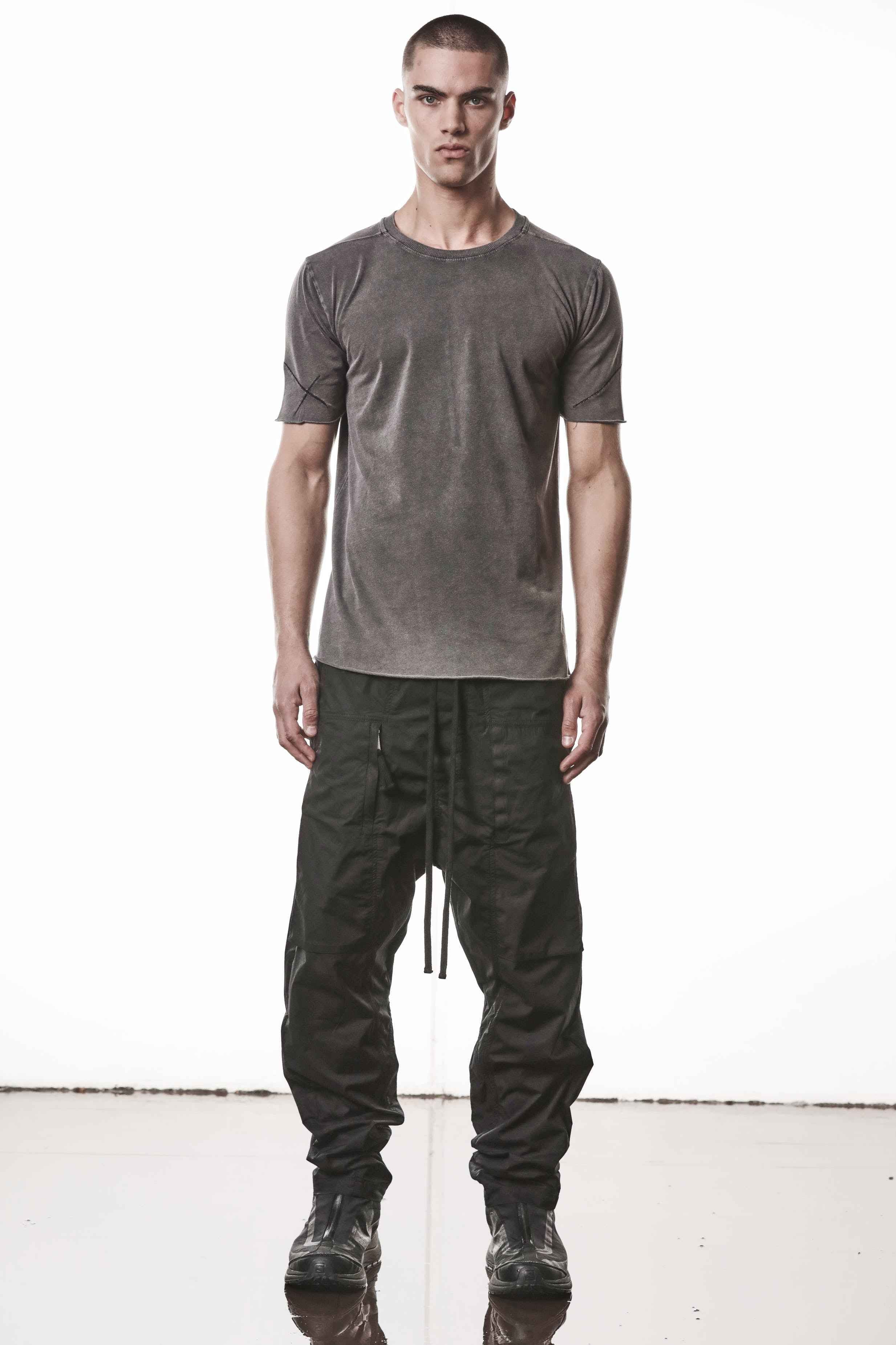 M TS 924 T-Shirt - Dark Used Gray Mottled Worked Knit Cotton Rib Men's