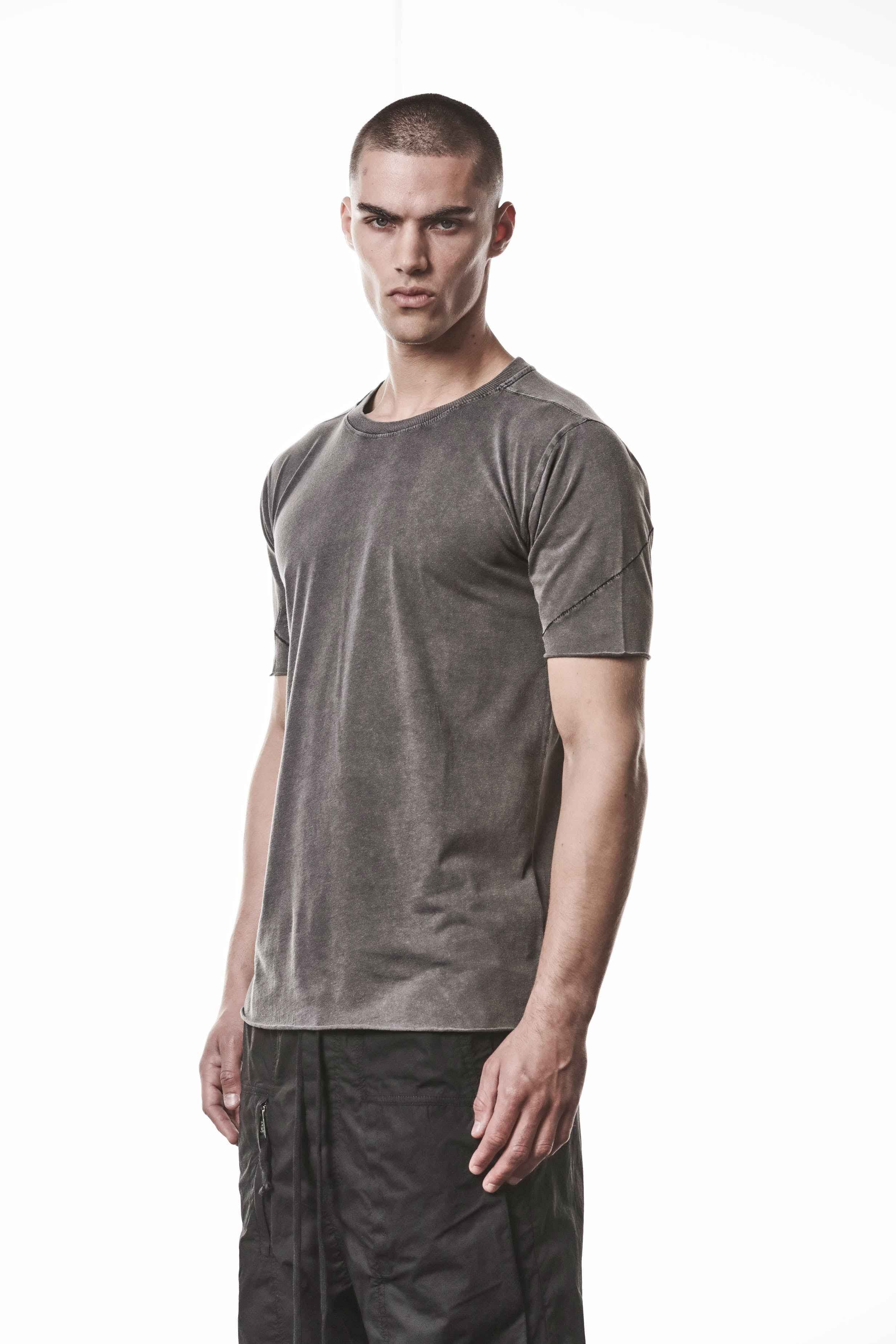 M TS 924 T-Shirt - Dark Used Gray Mottled Worked Knit Cotton Rib Men's