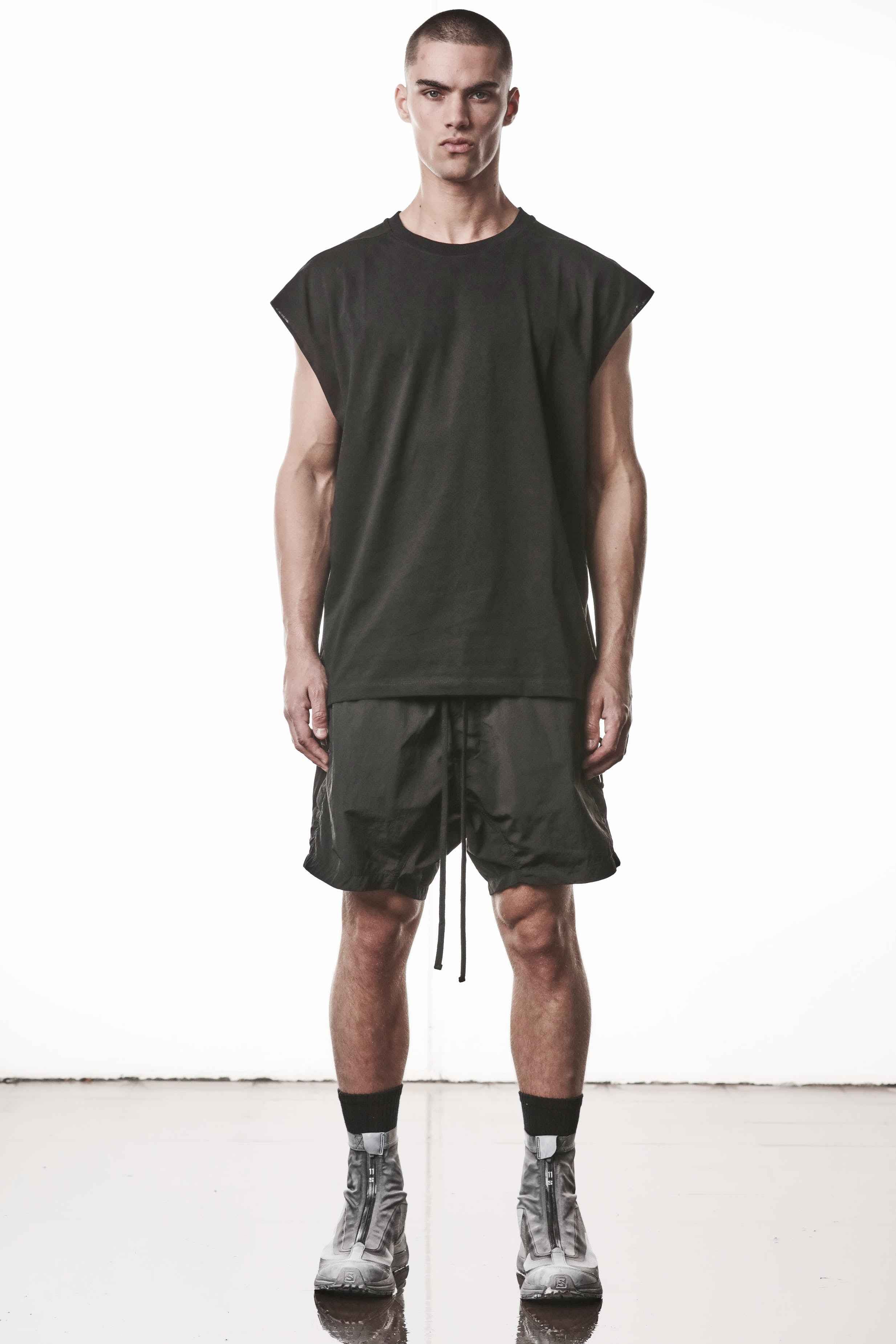 M TS 925 T-Shirt - Black Pure Cotton Worked Knit Stretch Rib Men's