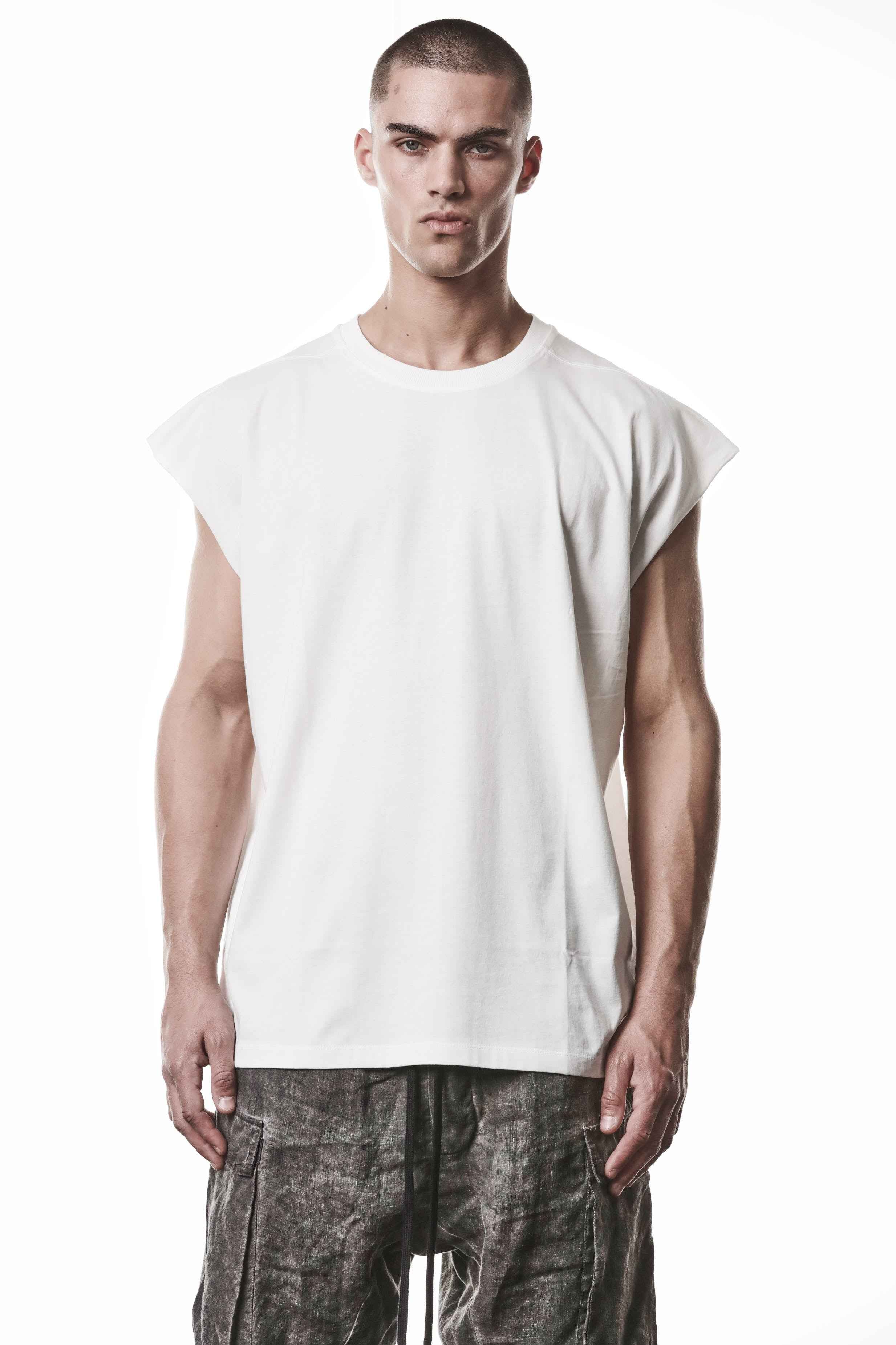 M TS 925 T-Shirt - Off White Pure Cotton Worked Knit Stretch Rib Men's