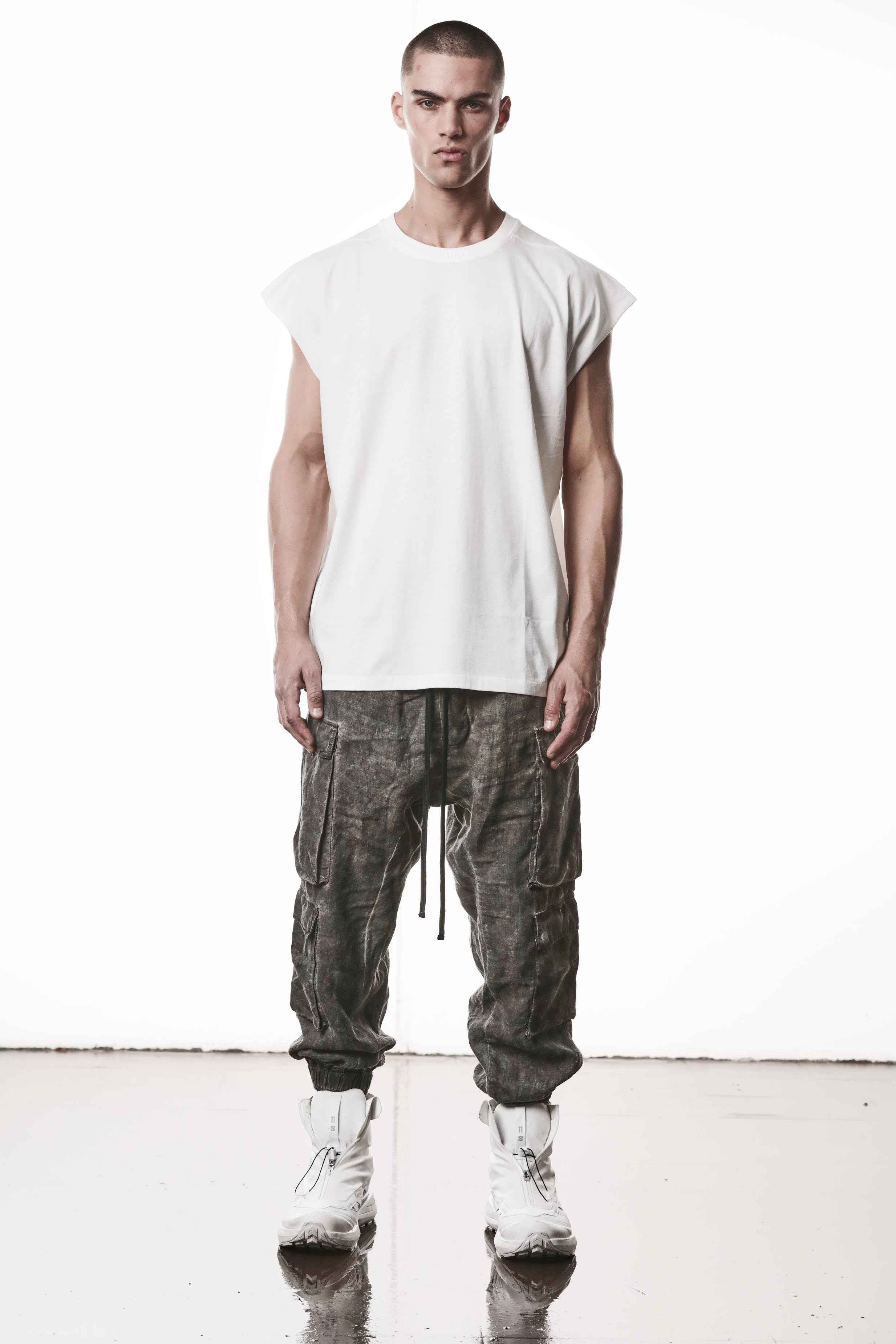 M TS 925 T-Shirt - Off White Pure Cotton Worked Knit Stretch Rib Men's