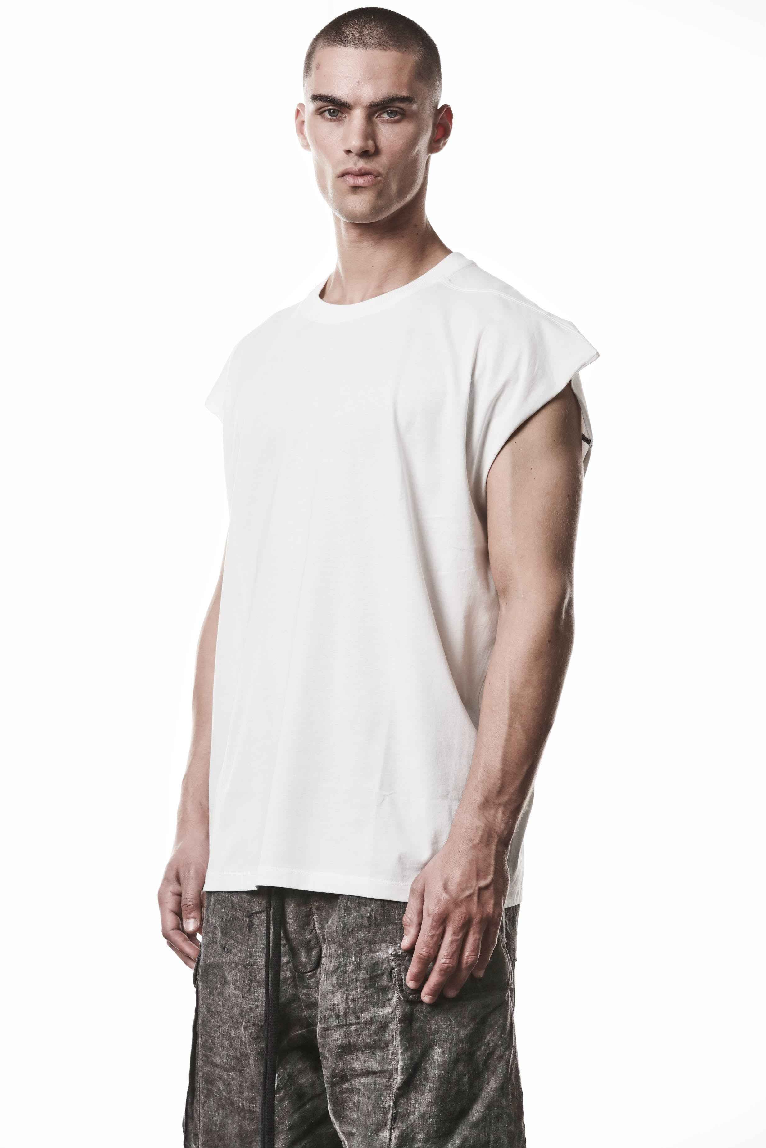 M TS 925 T-Shirt - Off White Pure Cotton Worked Knit Stretch Rib Men's