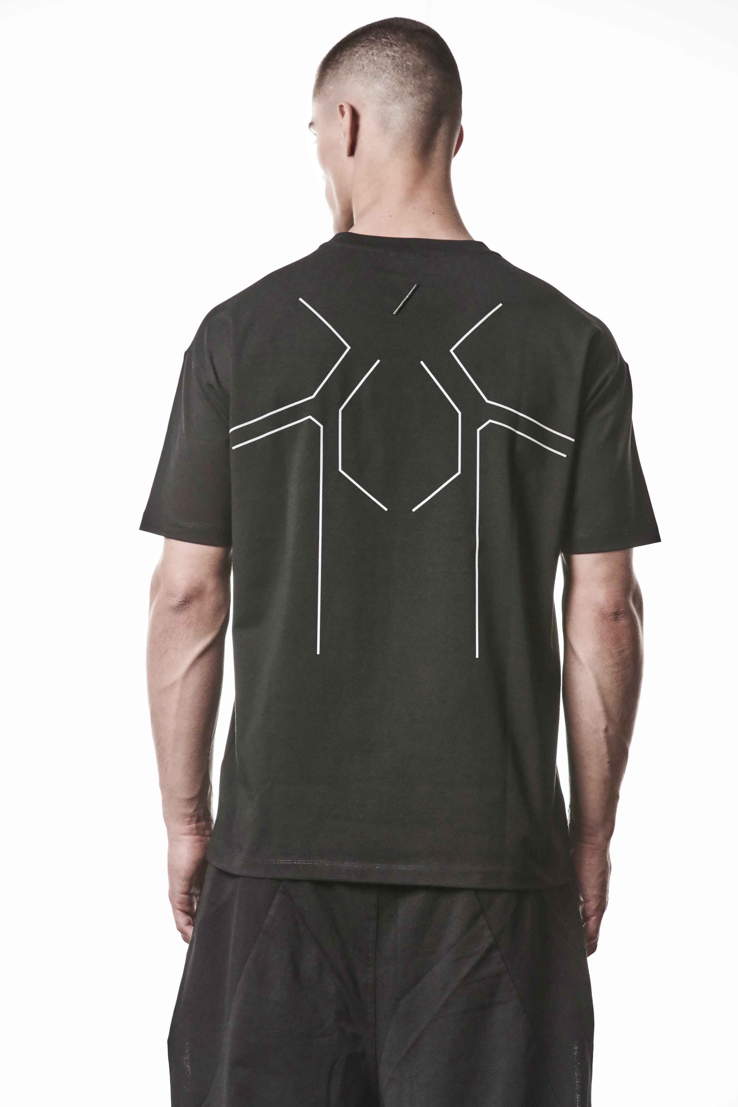 M TS 936 T-Shirt - Black Stretch Cotton Elastane Worked Knit Rib Men's