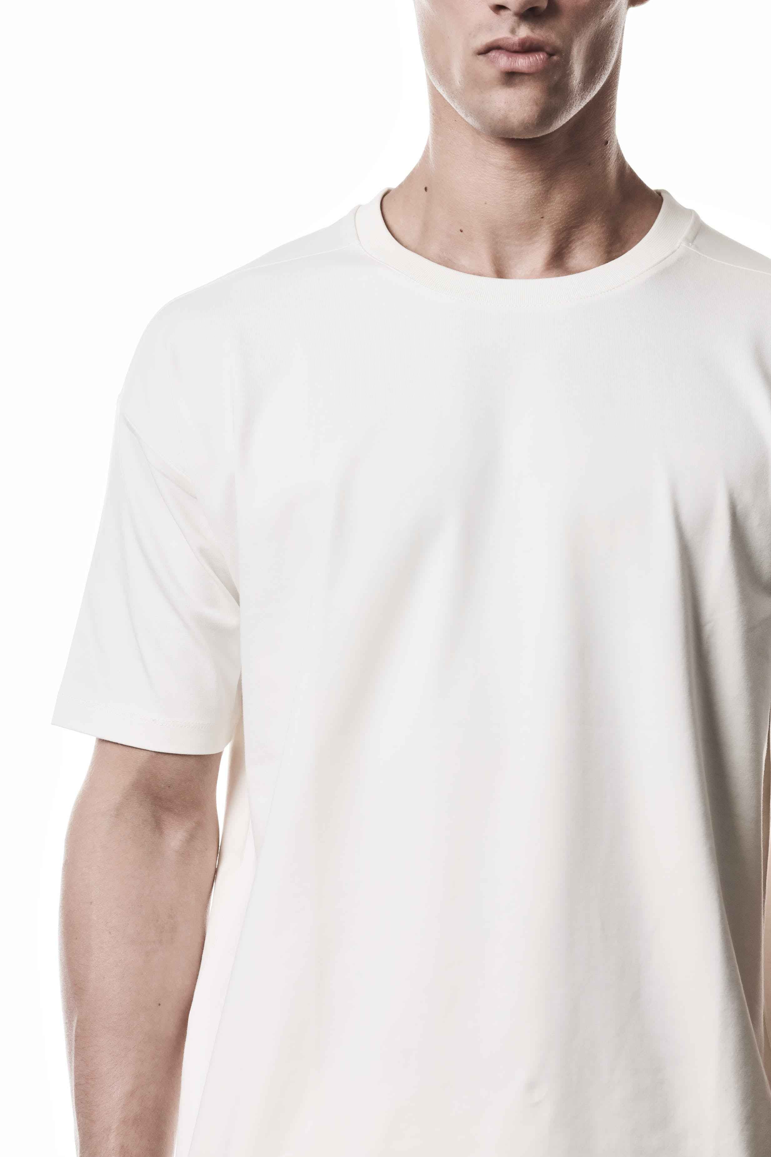 M TS 936 T-Shirt - Cream Stretch Cotton Elastane Worked Knit Rib Men's
