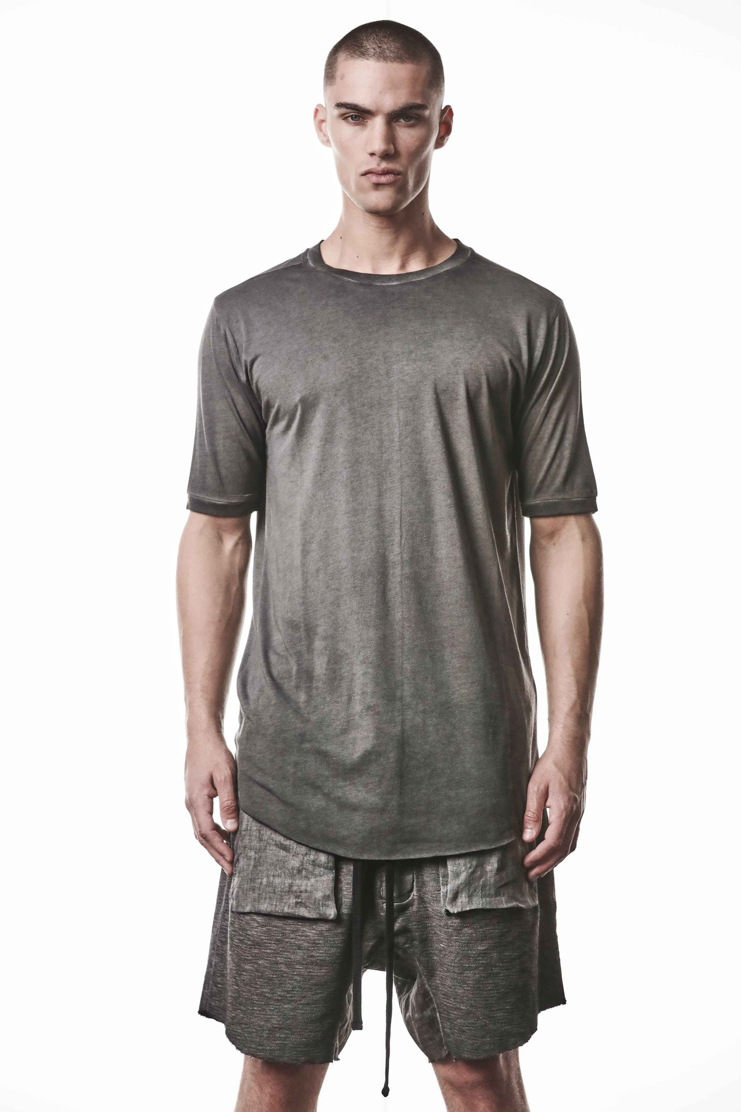 M TS 937 T-Shirt - Gray Cold Dye Cotton Modal Rib Men's