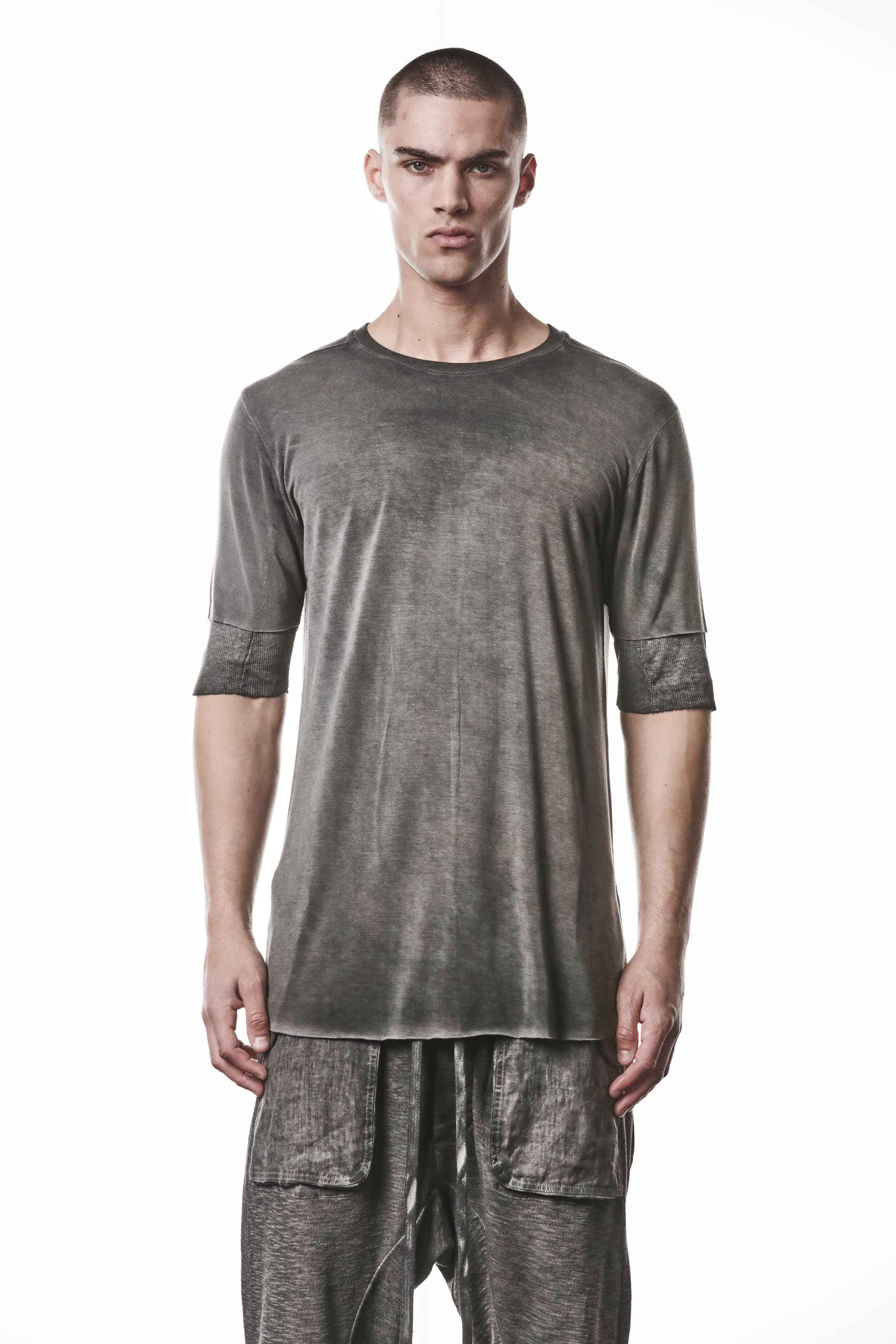 M TS 940 T-Shirt - Gray Cold Dye Modal Elastane Cotton Linen Inserts Men's