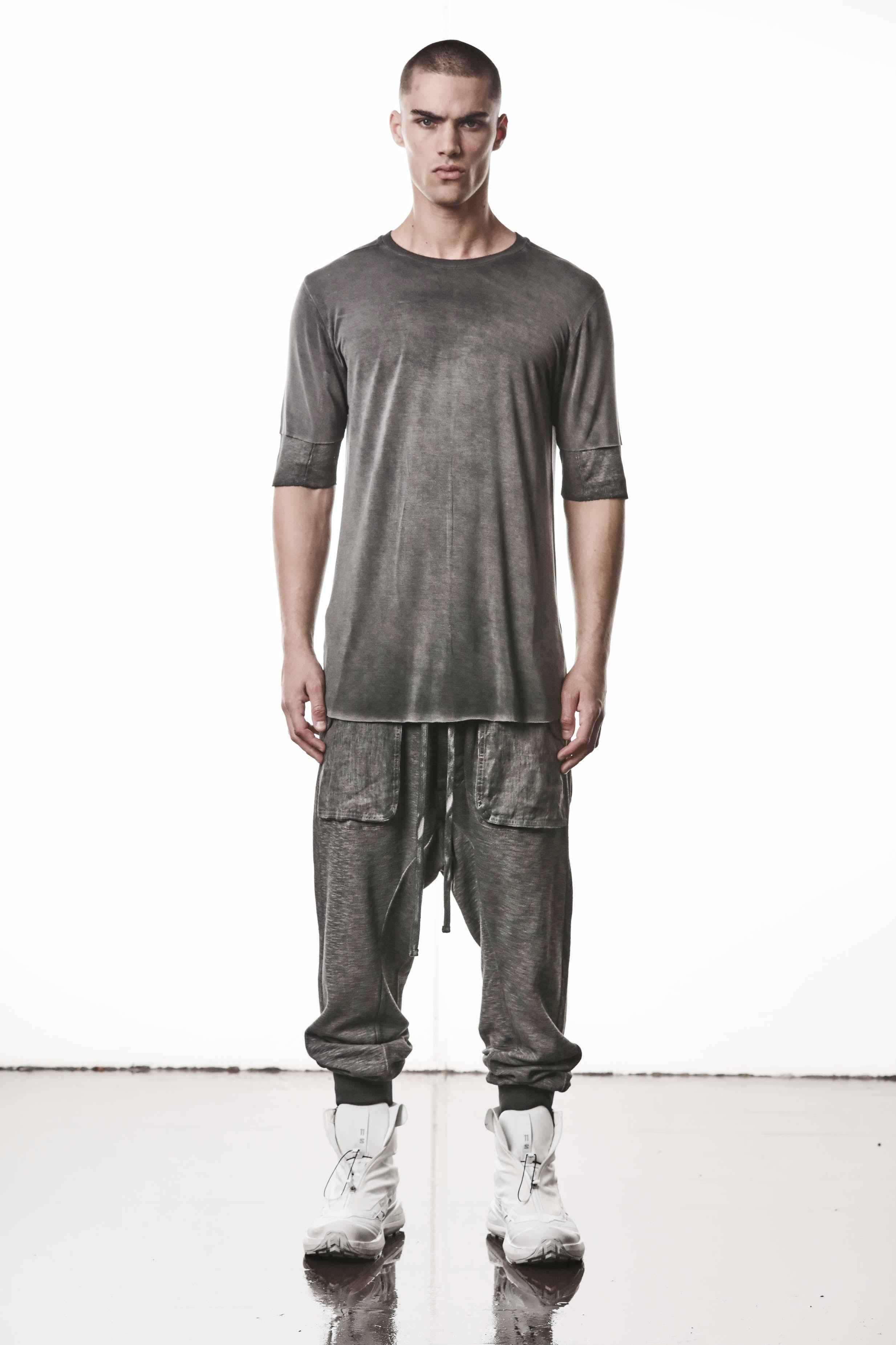 M TS 940 T-Shirt - Gray Cold Dye Modal Elastane Cotton Linen Inserts Men's