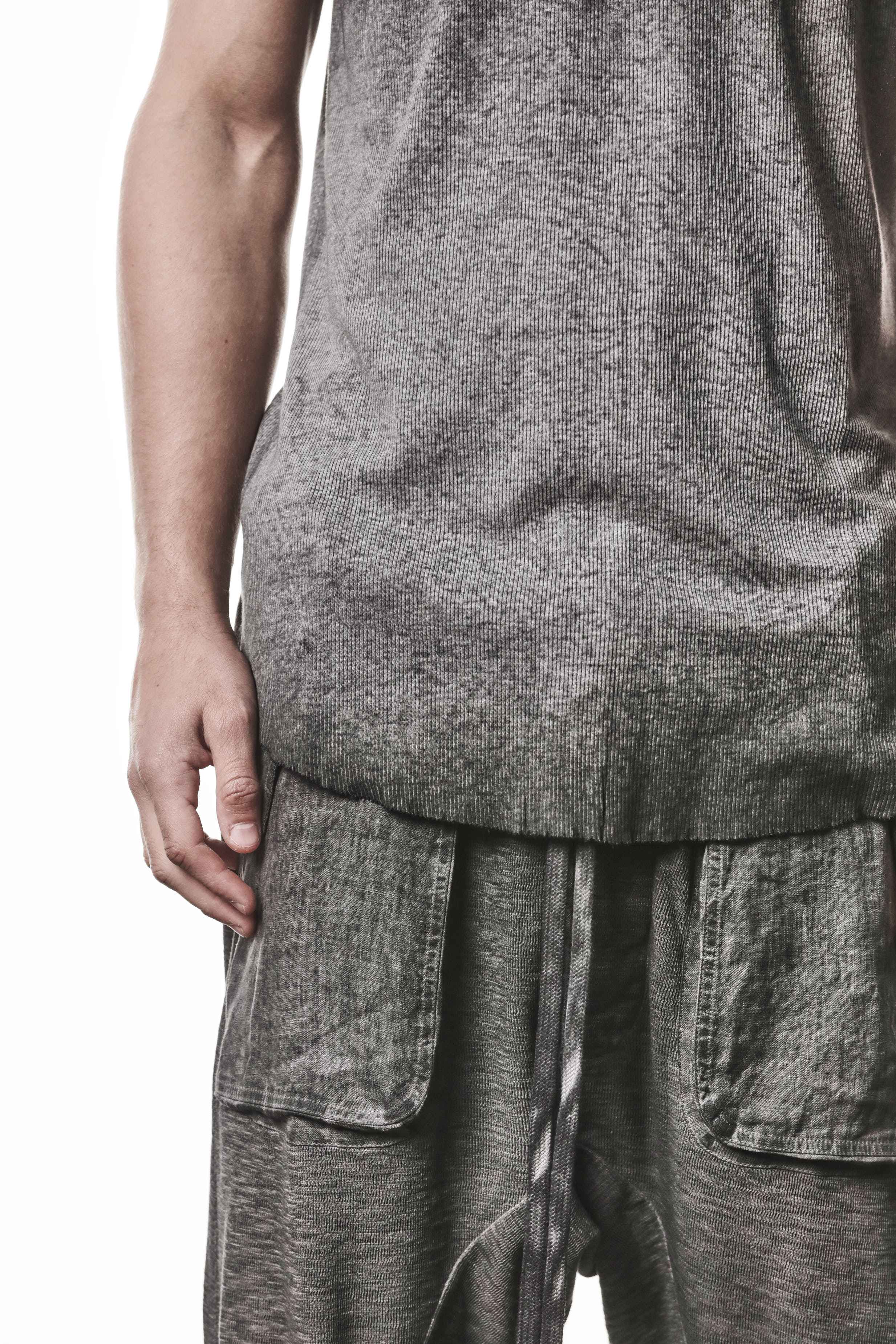 M TS 947 T-Shirt - Gray Cold Dye Mottled Worked Knit Cotton Linen Men's