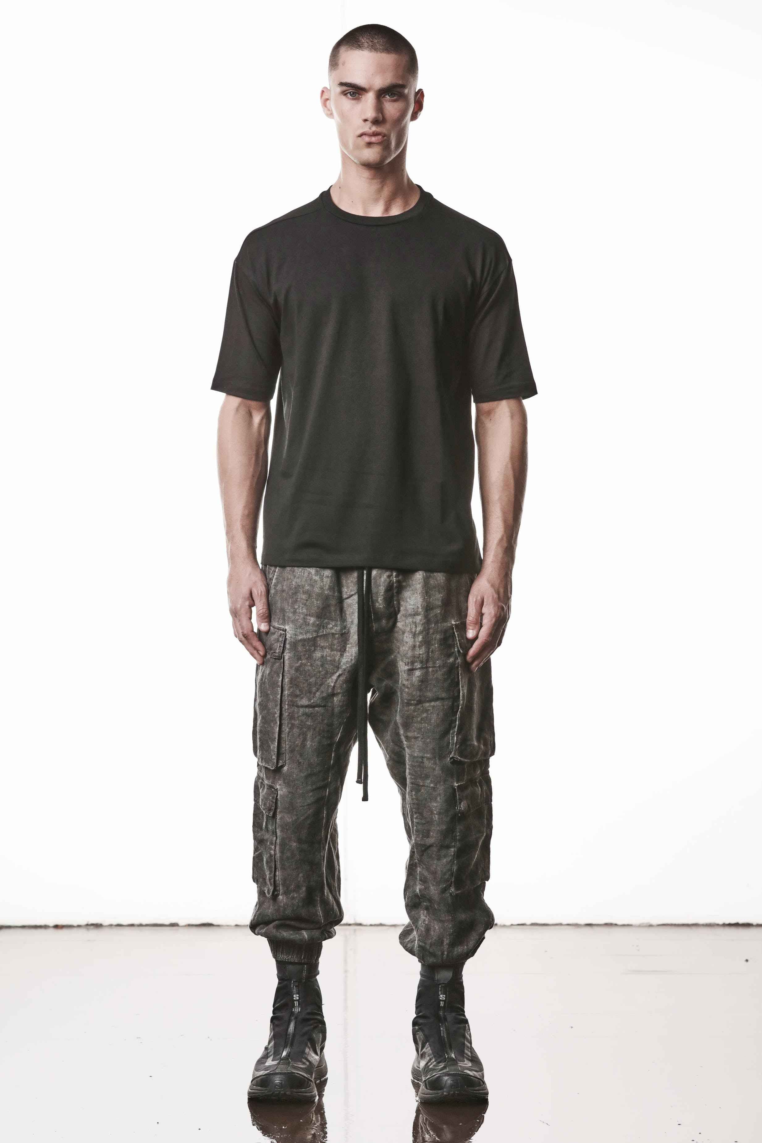 M TS 955 black Men t-shirt worked/gewirkt