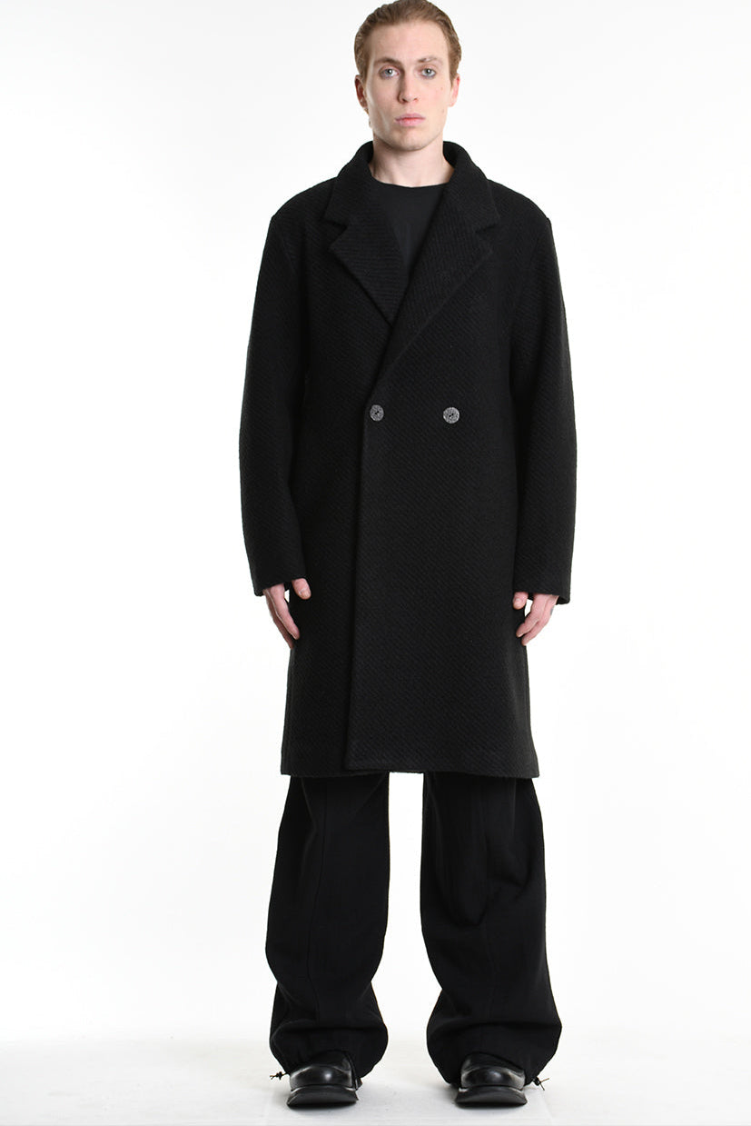3Z M1113 COAT Comfort Blend Wool Black LA HAINE INSIDE US