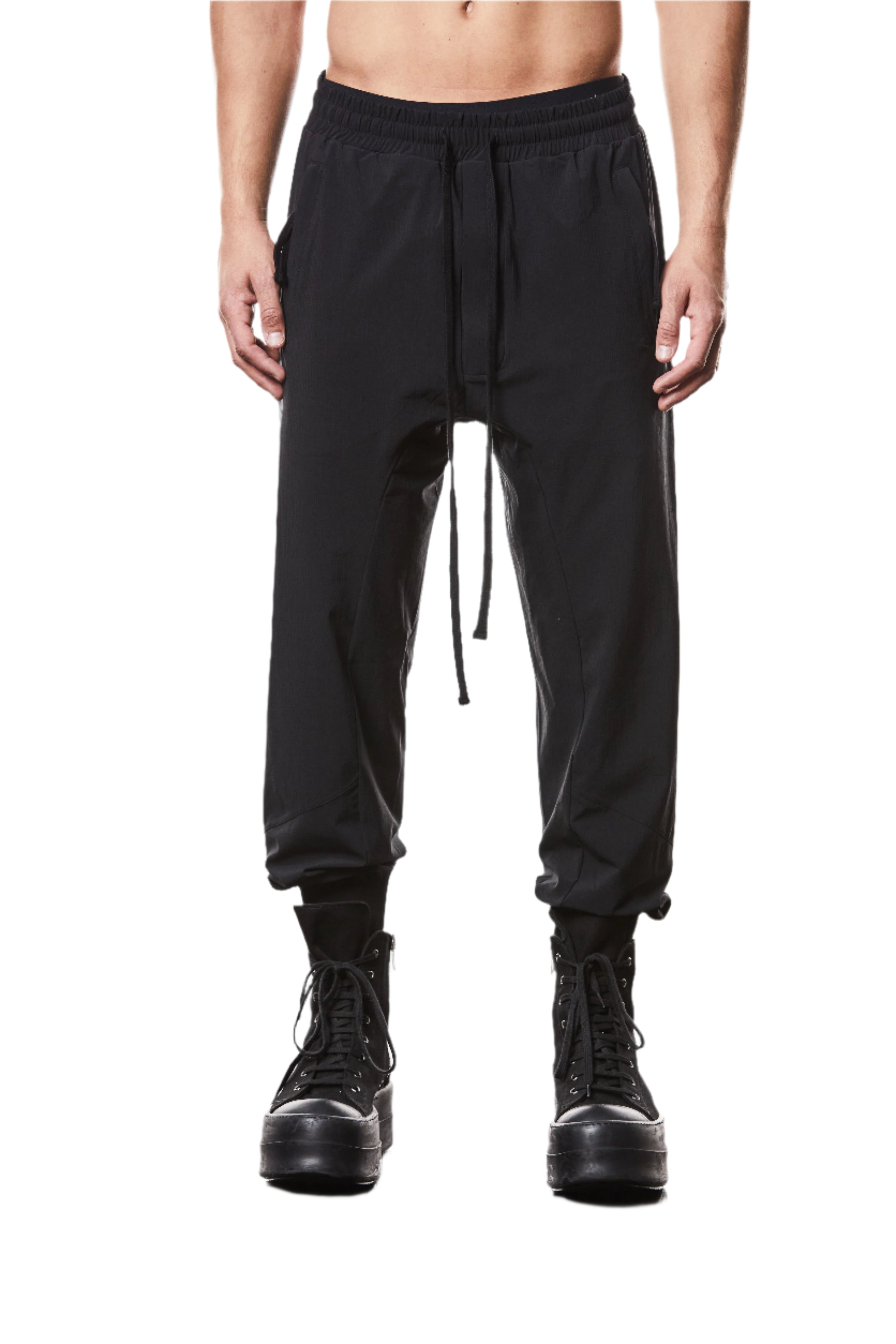 T3M ST 49325 drop crotch trousers black