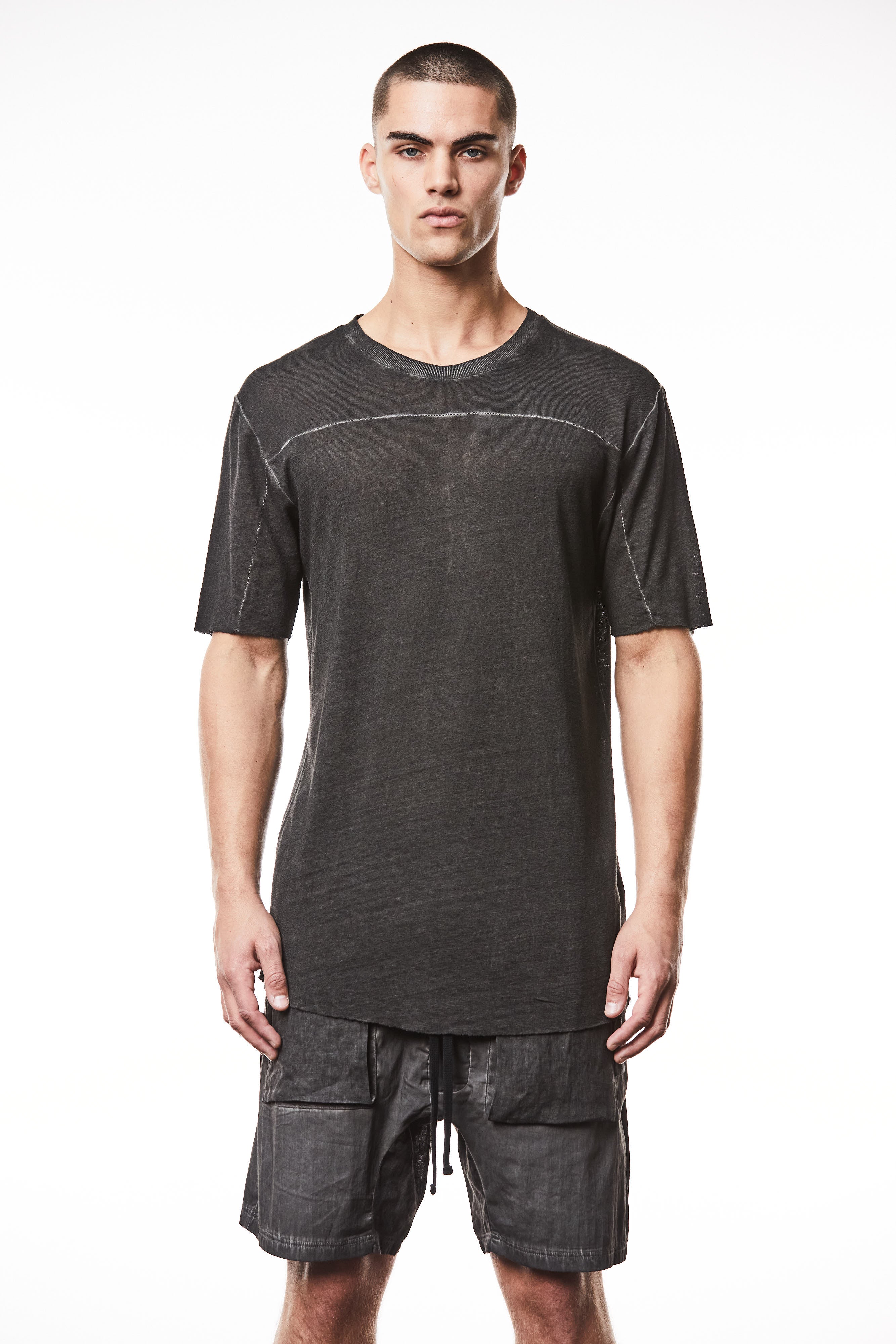 T3M TS 83125 round neck t-shirt in black oil