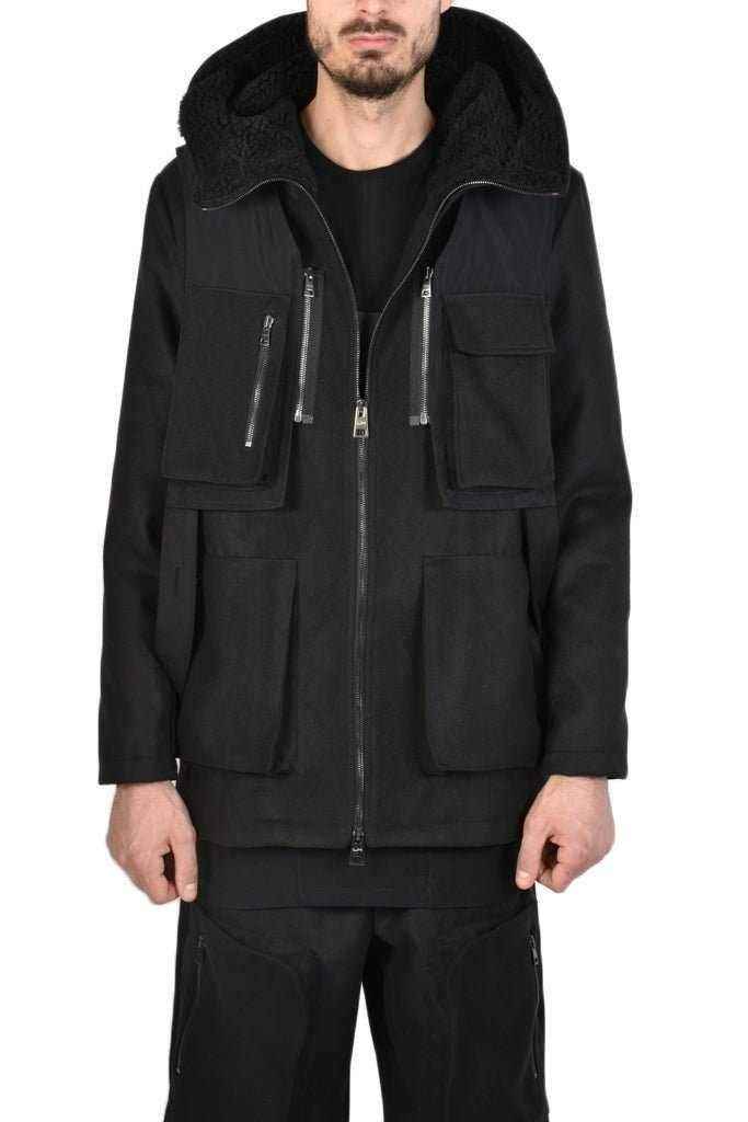 TR3B CONSPIRACY2325 Coat - Black Regular Cloth Stretch Tailored Contemporary Italian Men's
