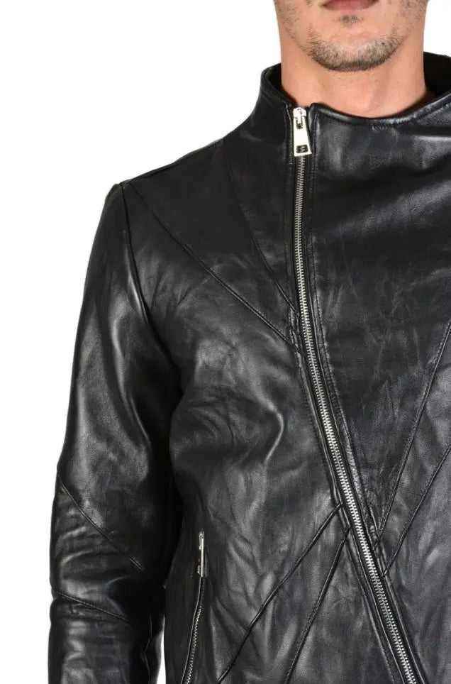 TR3B STORMZY23 Jacket - Black Vegetable Tanned Crumpled Leather Eco-Friendly Italian Men's