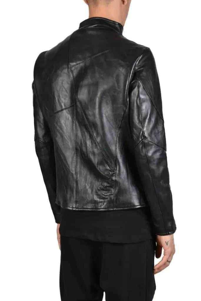 TR3B STORMZY23 Jacket - Black Vegetable Tanned Crumpled Leather Eco-Friendly Italian Men's