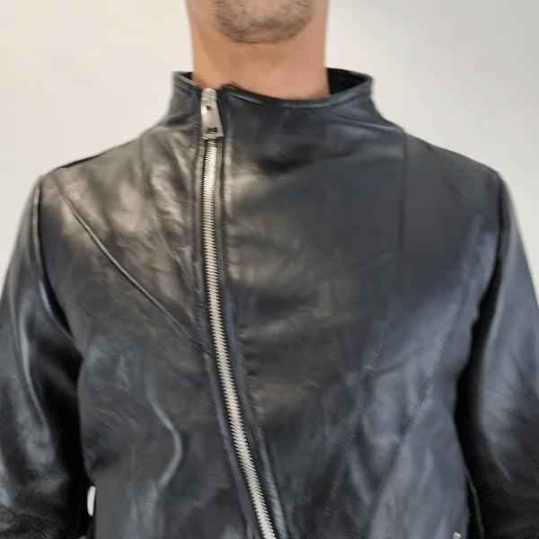 TR3B STORMZY23 Jacket - Black Vegetable Tanned Crumpled Leather Eco-Friendly Italian Men's