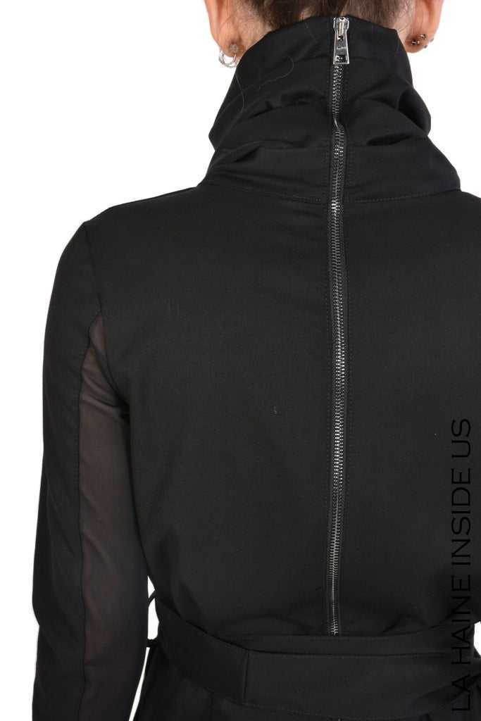 TR4B HULAHOOP2325 BLACK cool wool oversize asymmetric dress