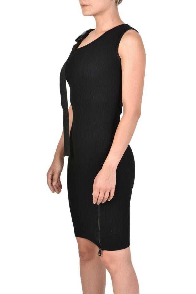 TR4M WEBY23 BLACK ribbed oneshoulder tube dress