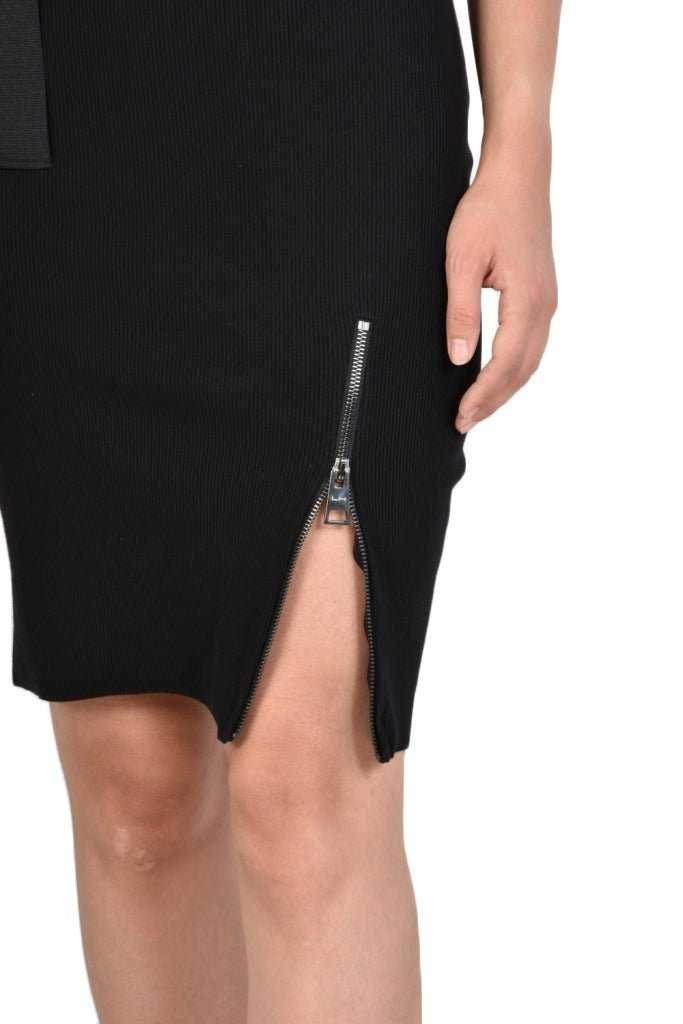 TR4M WEBY23 BLACK ribbed oneshoulder tube dress