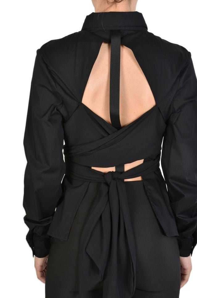 TR4O PARILLA23 BLACK Popeline Stretch Shirt