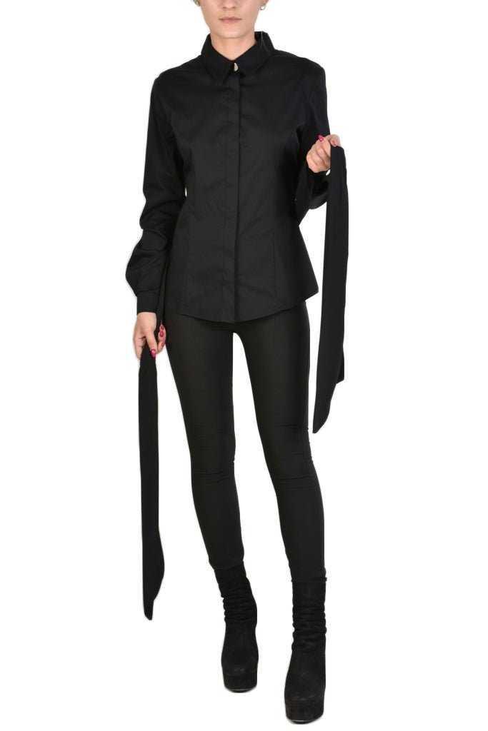 TR4O PARILLA23 BLACK Popeline Stretch Shirt