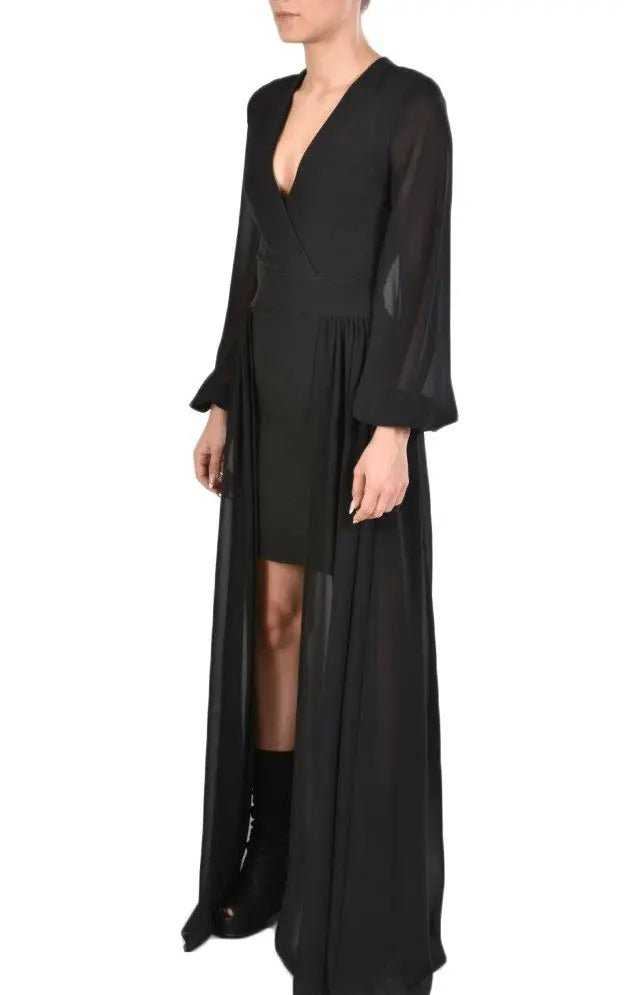 TR4R SHUNI23 BLACK Tecno stretch dress