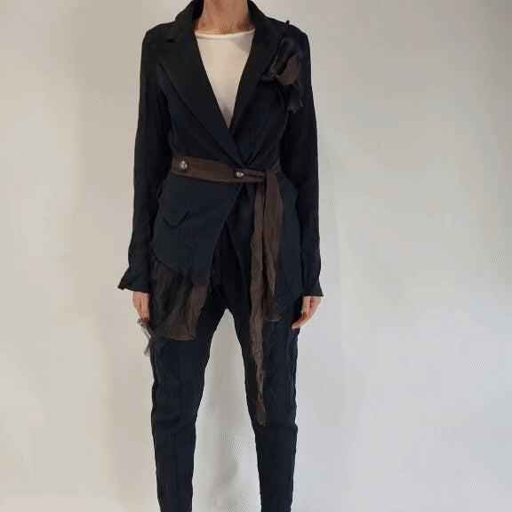 A39B SM1725 Cotton-Polyester Blazer – Charcoal Grey