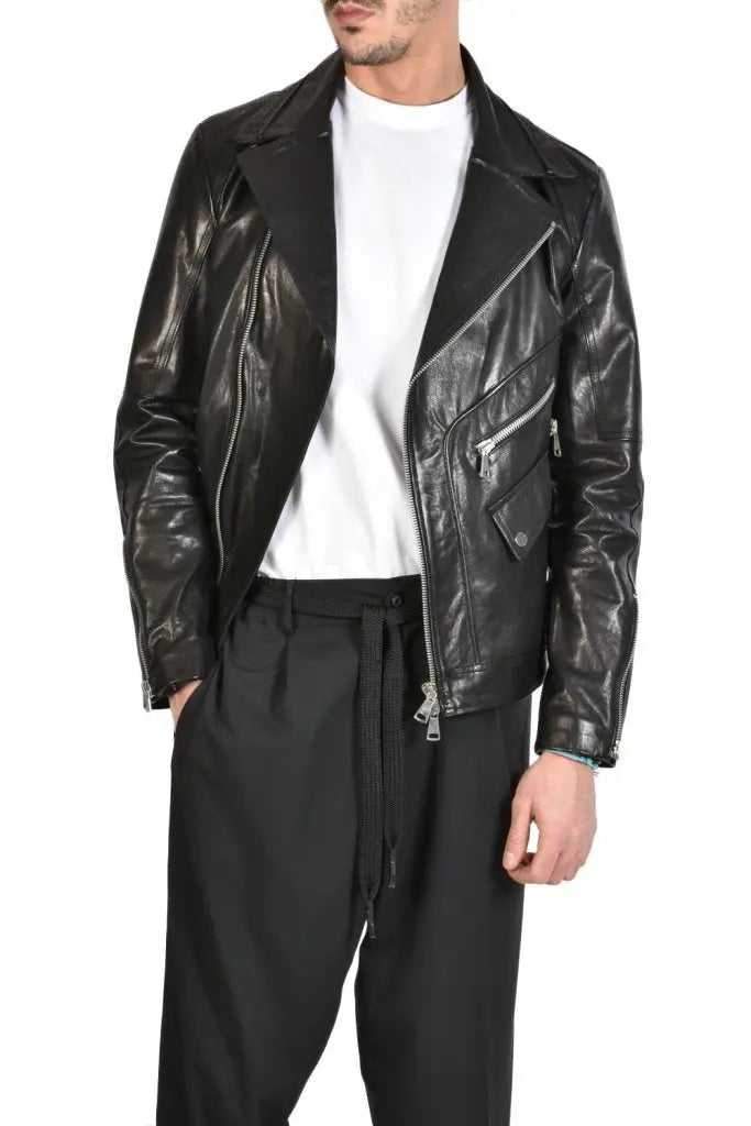 TRGCHIO223 BLACK vegetable tanned leather sport jacket