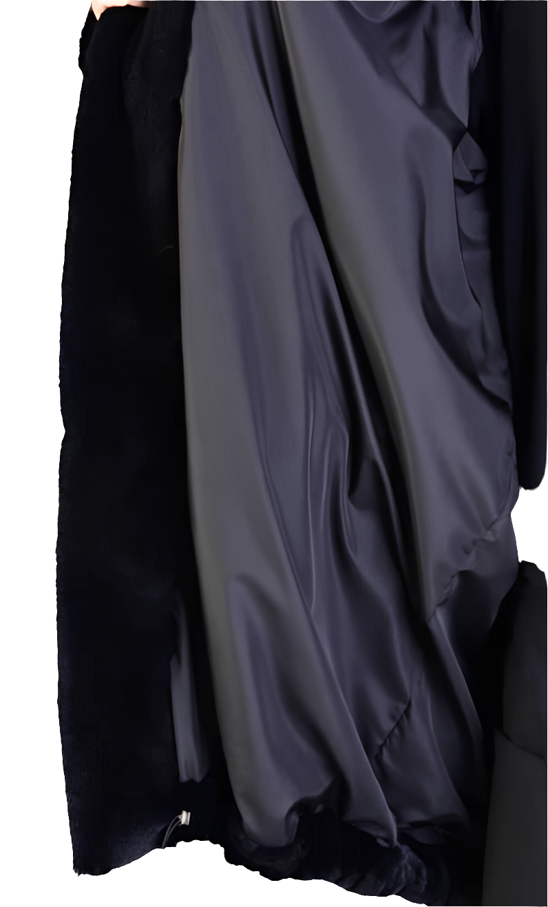 A33Q LM045 BLACK Faux Fur Lined Oversize Coat LA HAINE INSIDE US