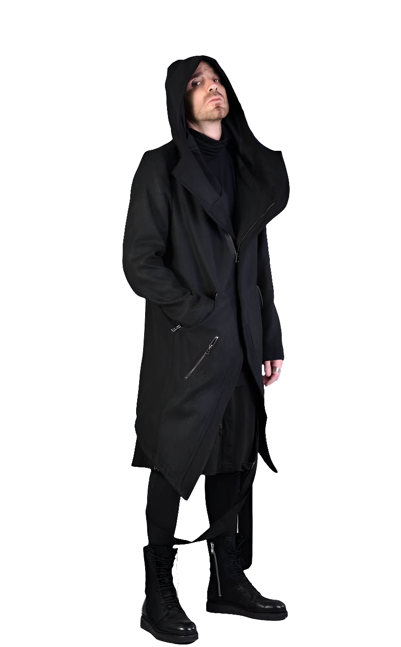 A33B LM066 BLACK Cloth Asymmetric Oversize Coat LA HAINE INSIDE US