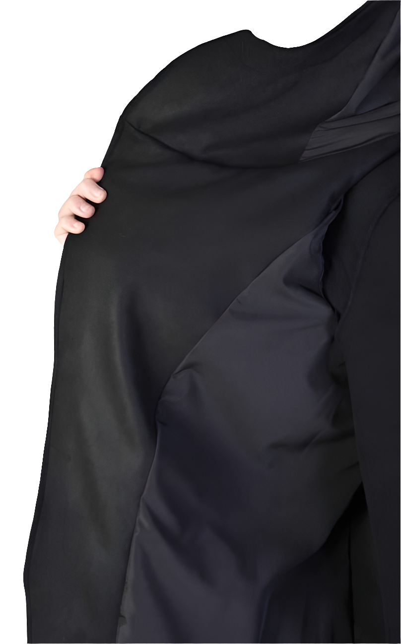 A33B LM066 Coat - Black Cloth Asymmetric Oversized Contemporary Italian Men's