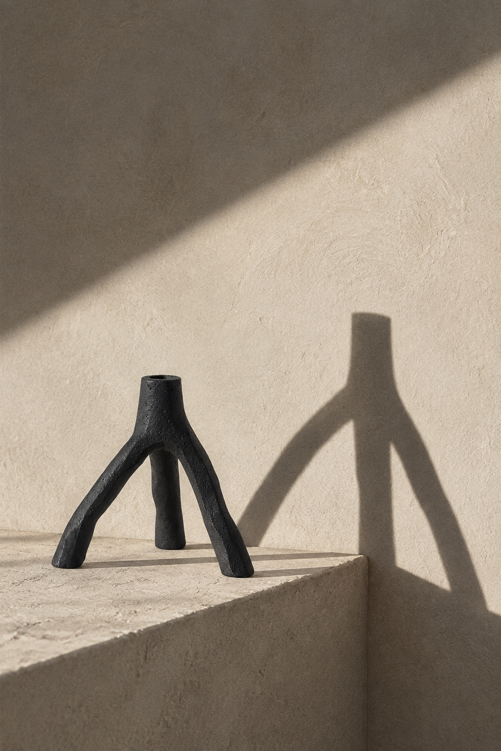 Branch shadow in a sunbeam