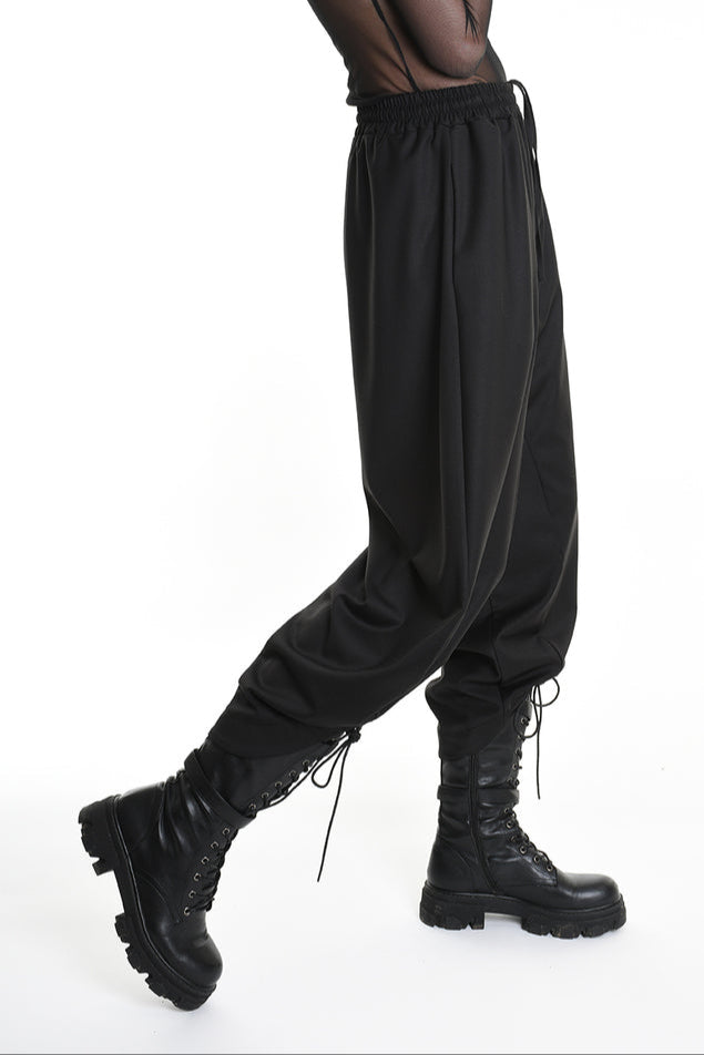 4M W5164 TROUSER Over Fluid UNISEX U Black LA HAINE INSIDE US