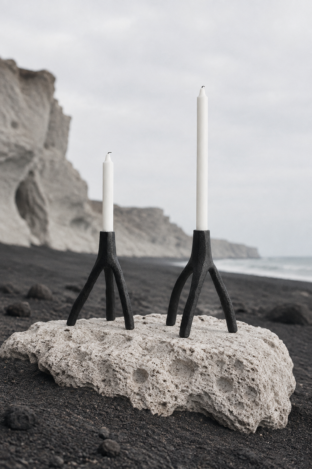 On pumice with black sand