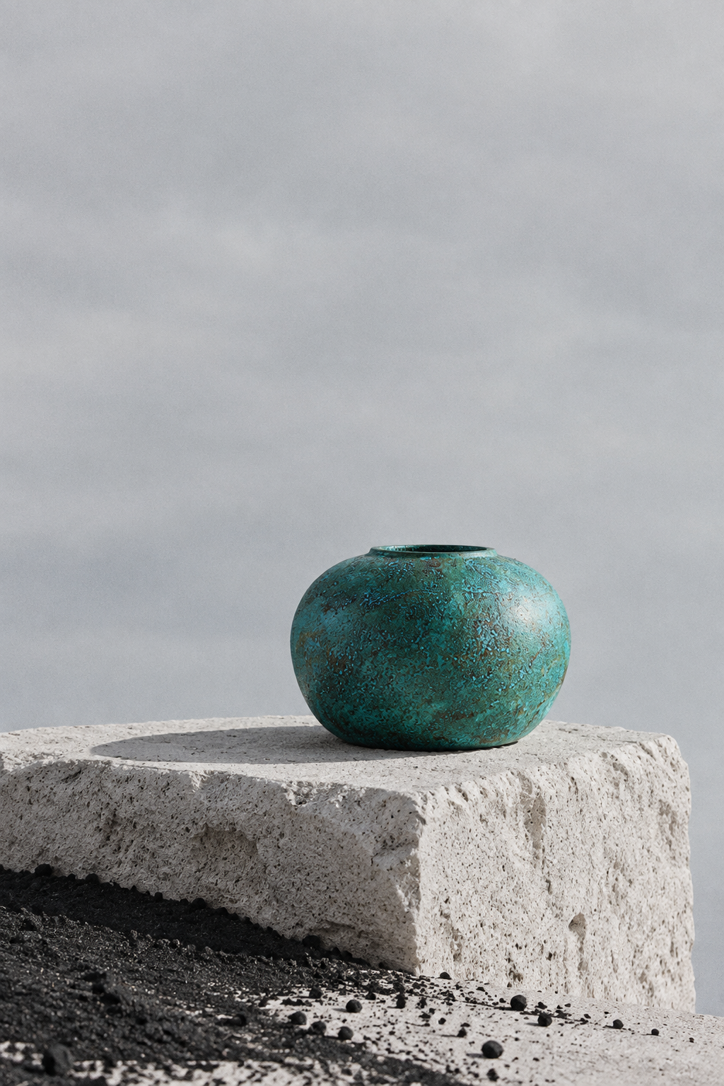 Pumice block with a pale sky