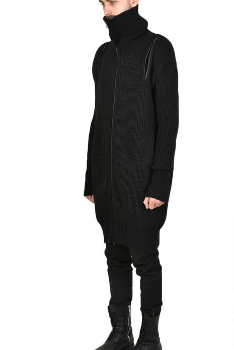 A33J FILLED25 CARDIGAN in Oversized Knit White - Black