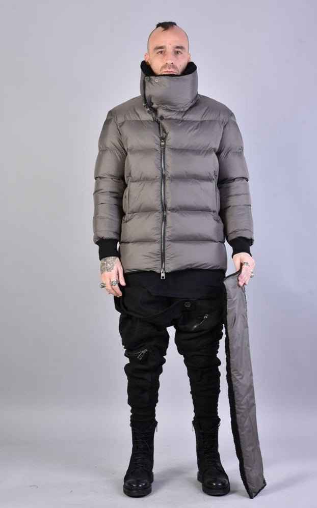 A33P LM03223 Jacket - Fango Down Nylon 360gr Faux Fur Lined Detachable Scarf Italian Men's