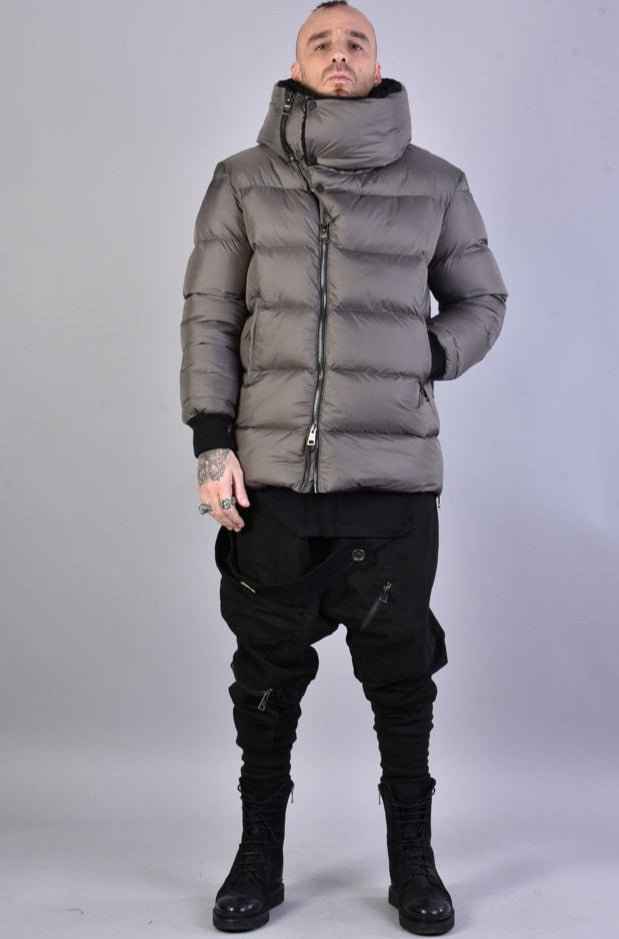 A33P LM03223 Jacket - Fango Down Nylon 360gr Faux Fur Lined Detachable Scarf Italian Men's